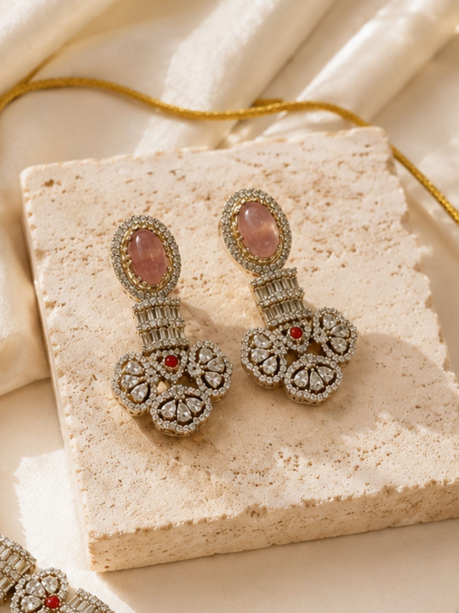 Navratna Layered Necklace Set in Gold Plating – Festive Wear | Abdesigns