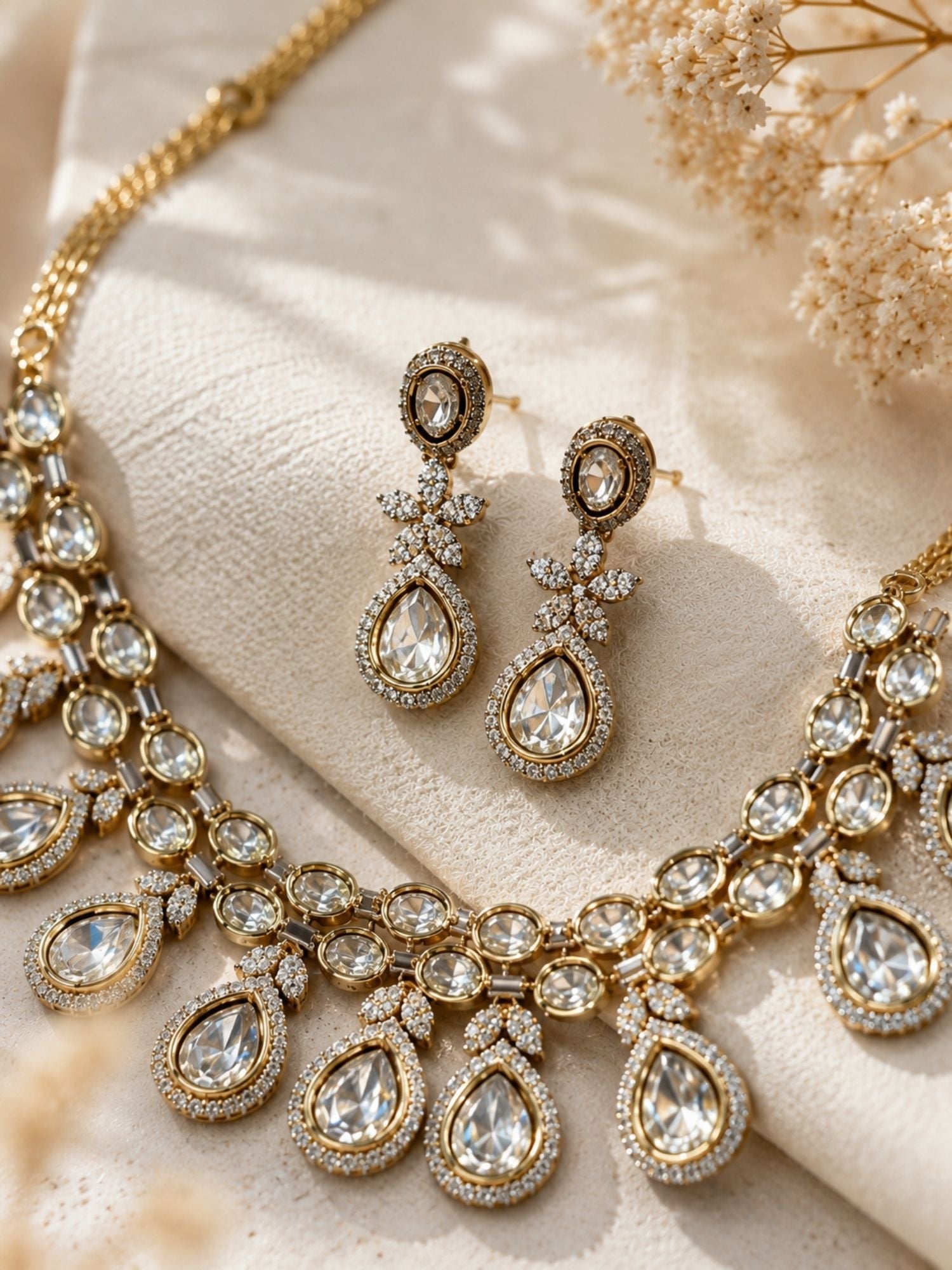 Kundan Necklace Set in Gold Plating – Bridal | Abdesigns