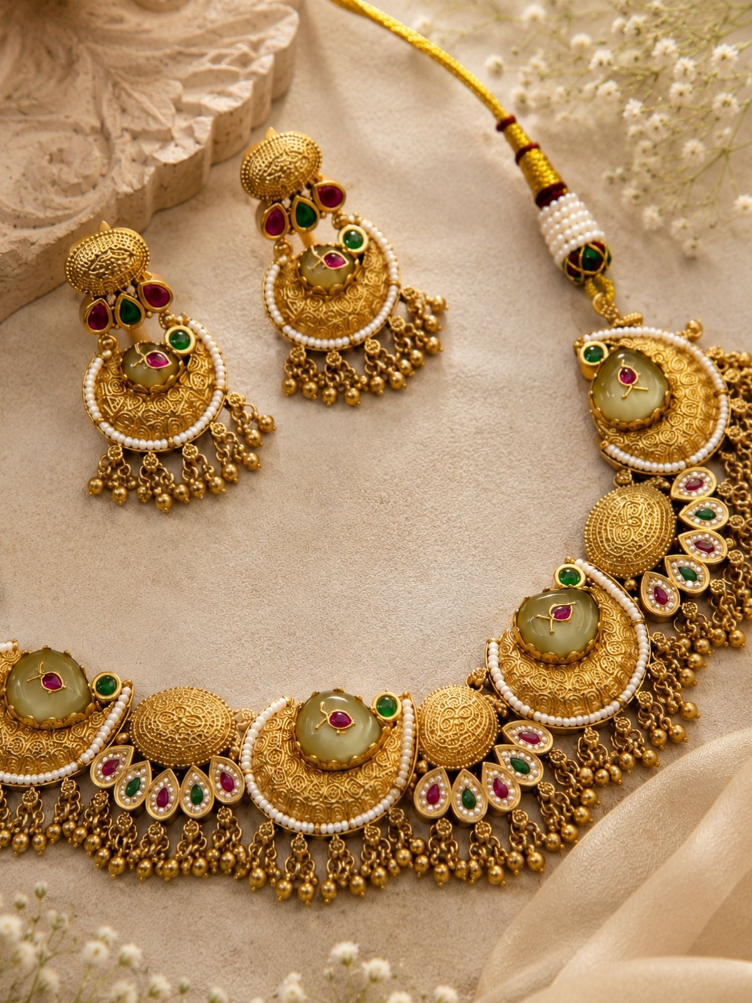 Kundan Necklace Set in Gold Plating – Wedding | Abdesigns
