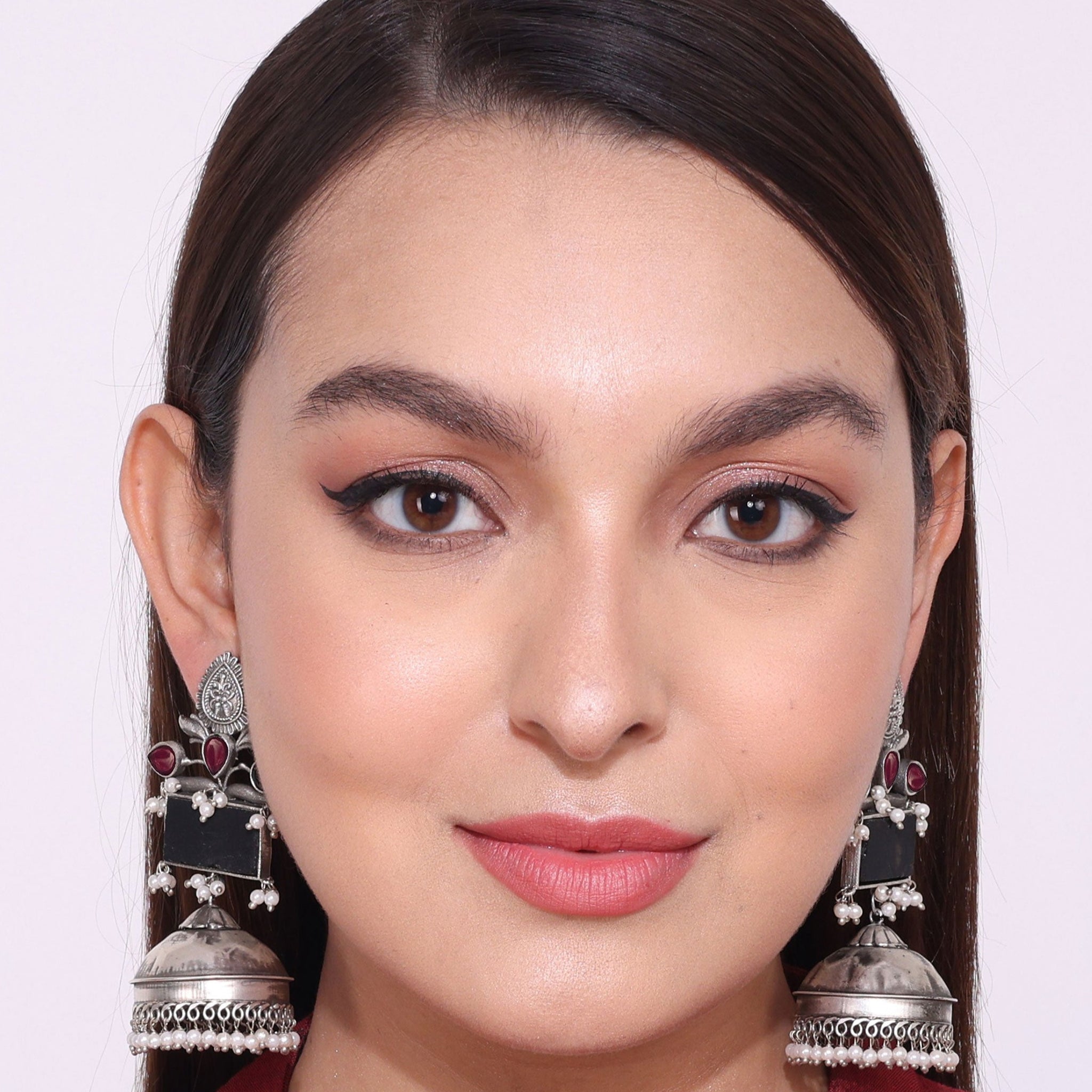 Oversized German Silver Plated Jhumka Earring