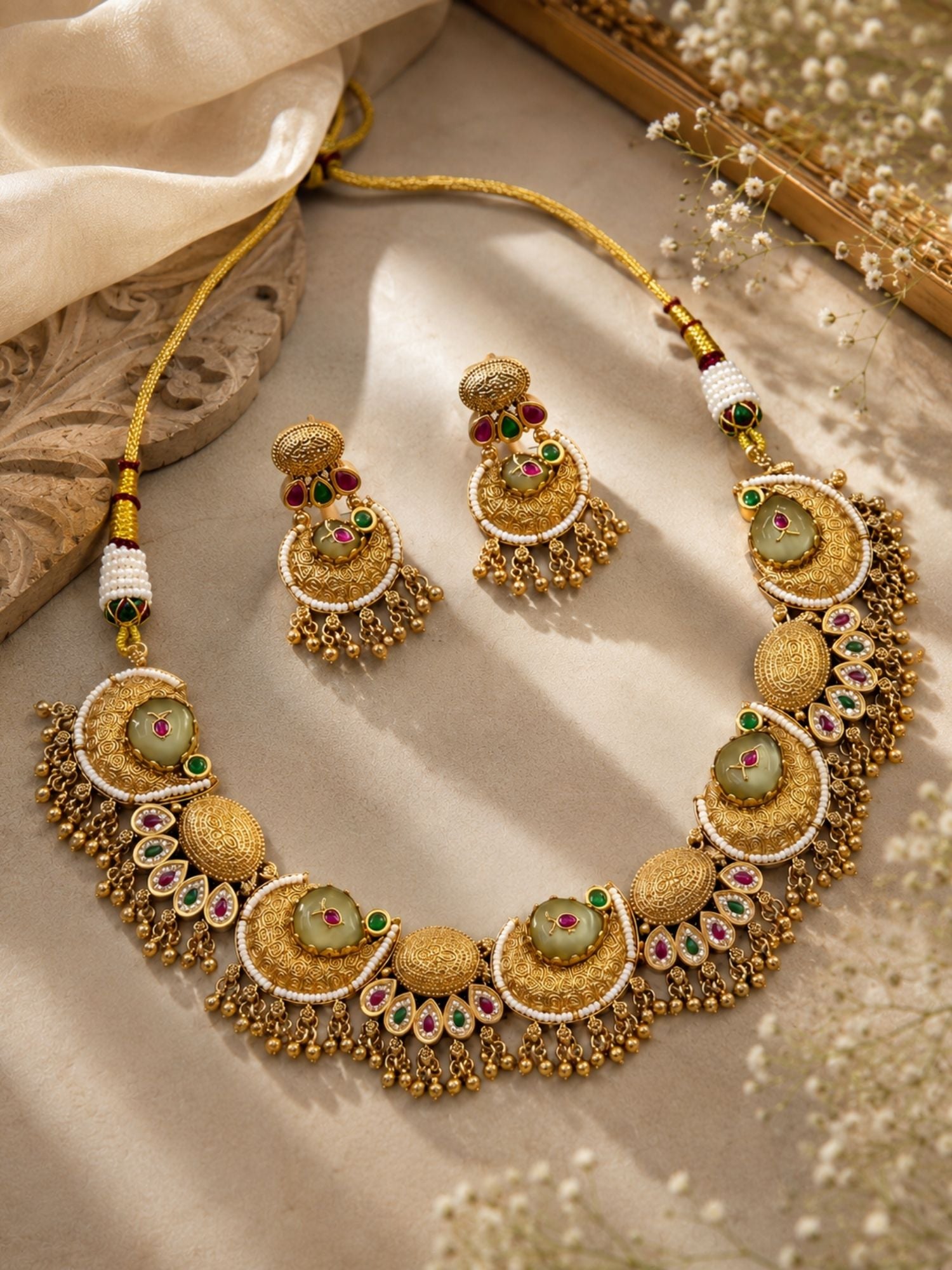 Kundan Necklace Set in Gold Plating – Wedding | Abdesigns