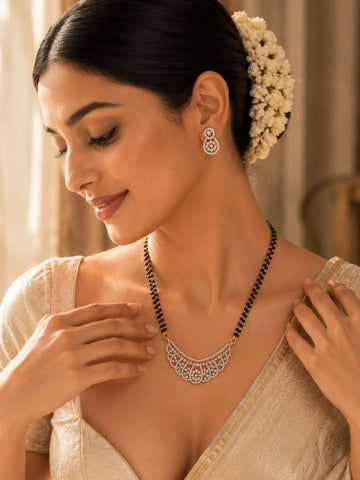 American Diamond Mangalsutra Set in Gold Plating | Abdesigns