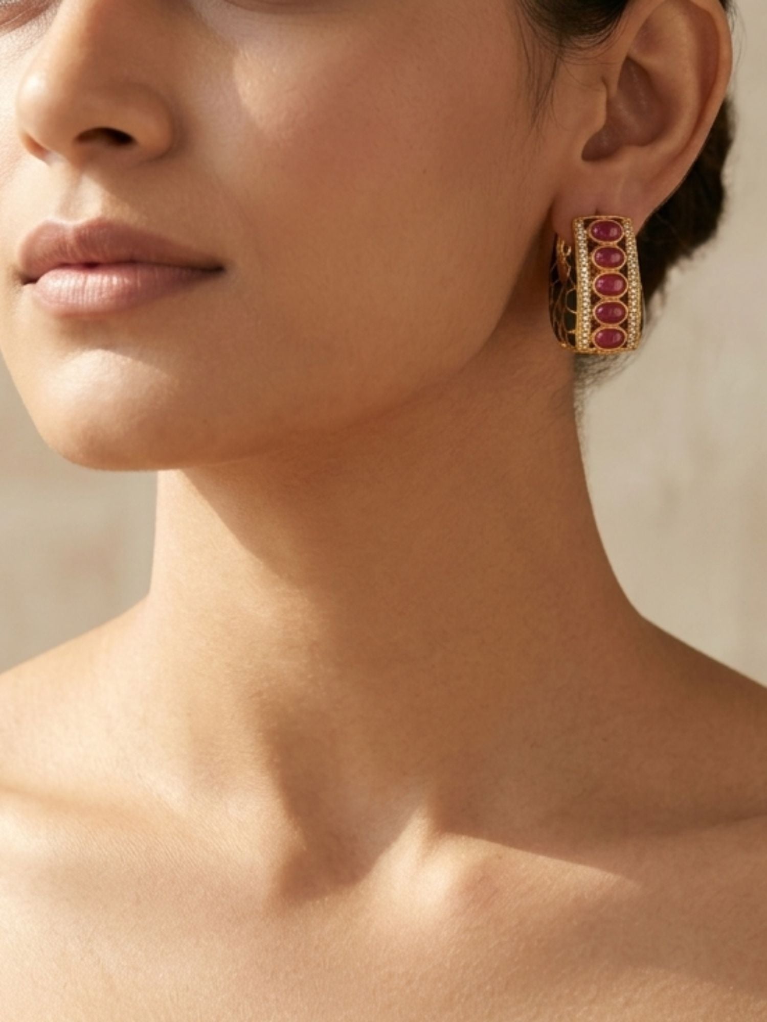 Abdesignsjewellery Gold Plated Meenakari Hoop Earrings