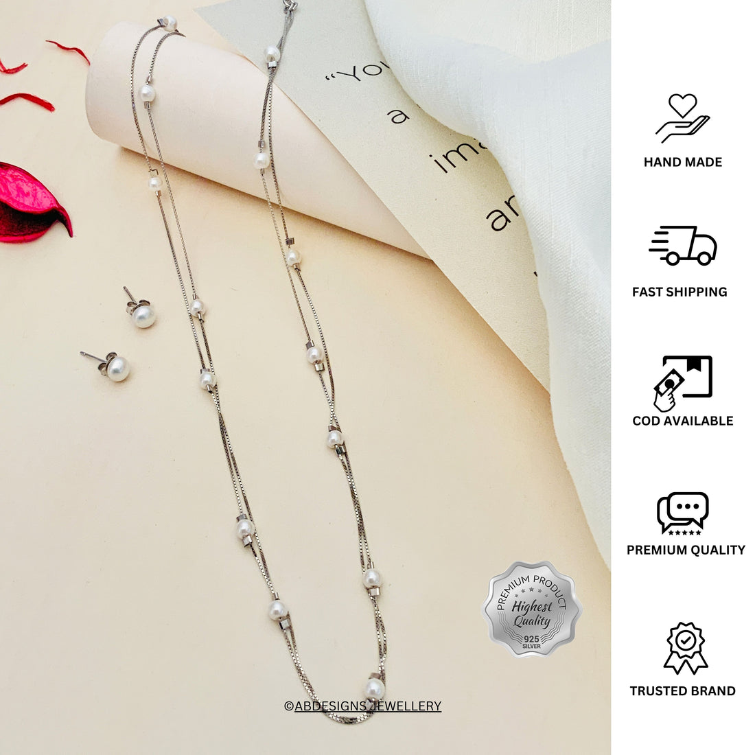 925 Sterling Silver Pearl Chain