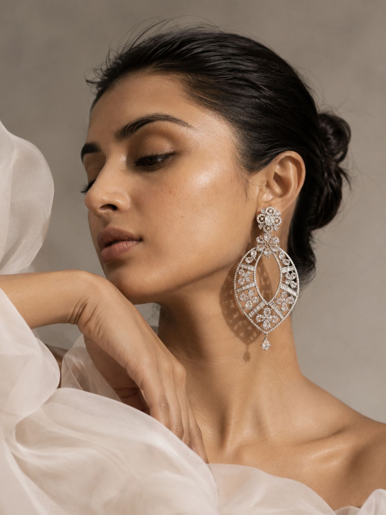 Crystal Floral Statement Earrings | Abdesigns