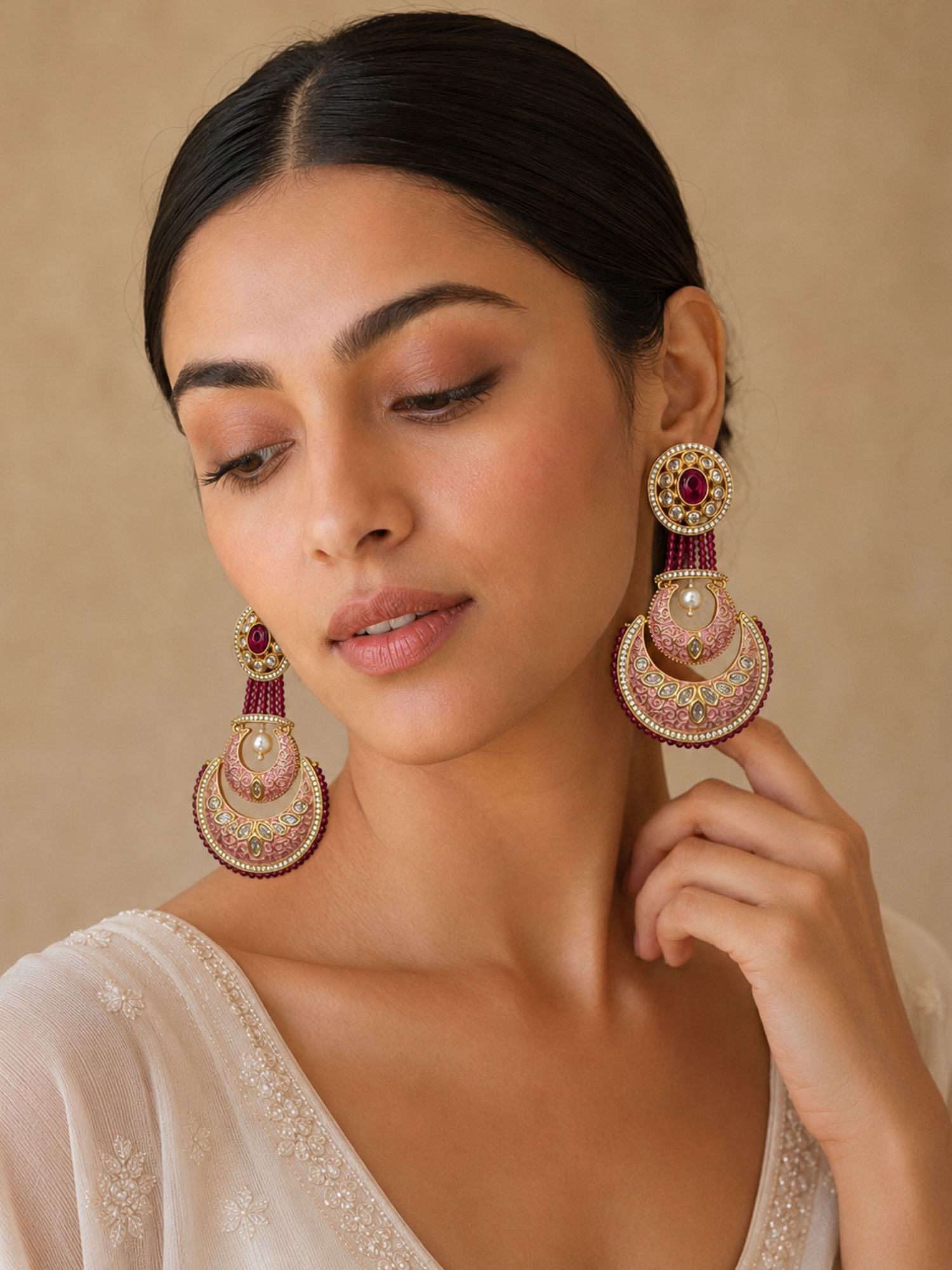 Chandbali Earrings in Gold Finish – Festive Wear | Abdesigns Jewellery