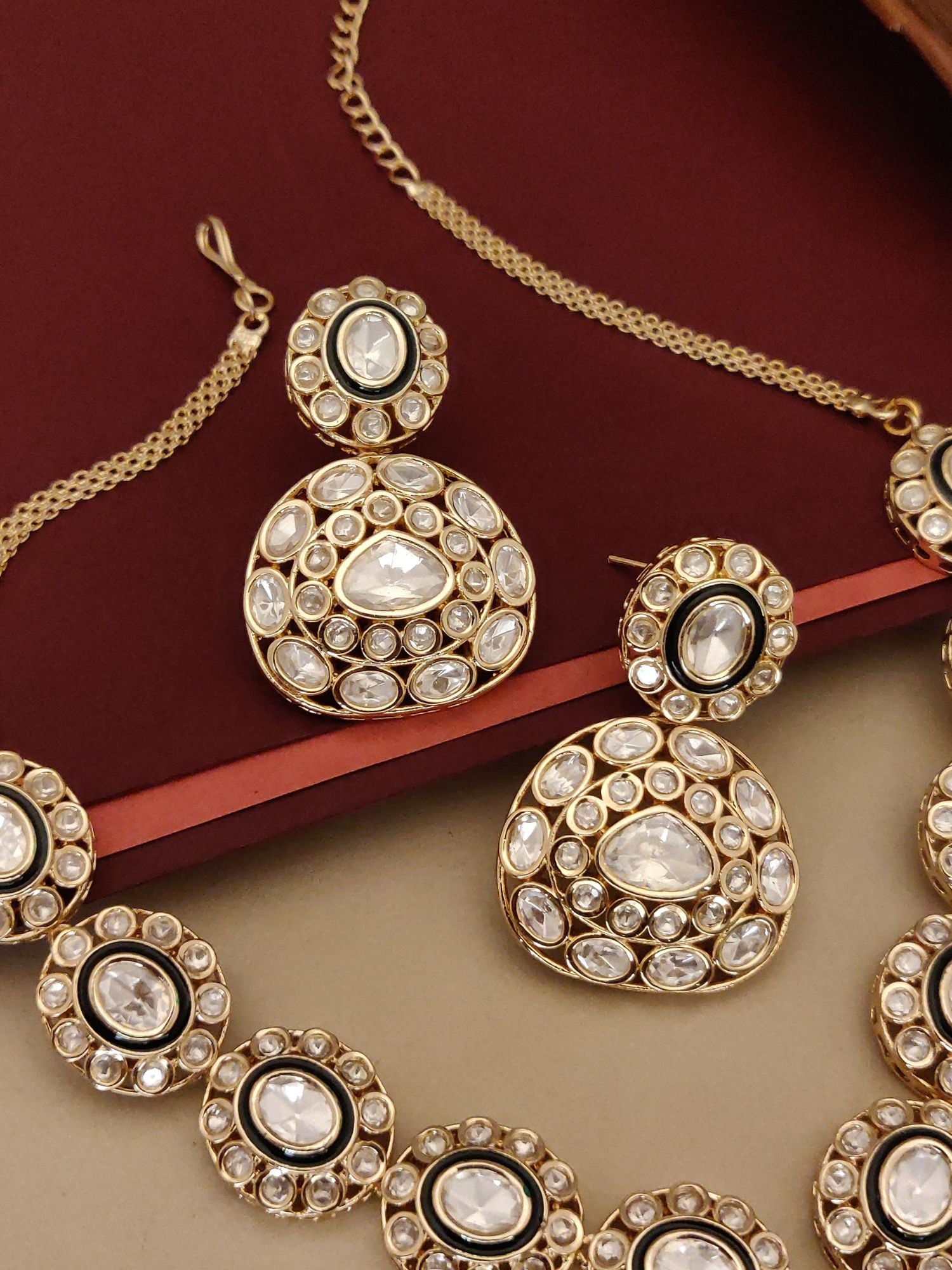 Kundan Polki Necklace Set with Earrings