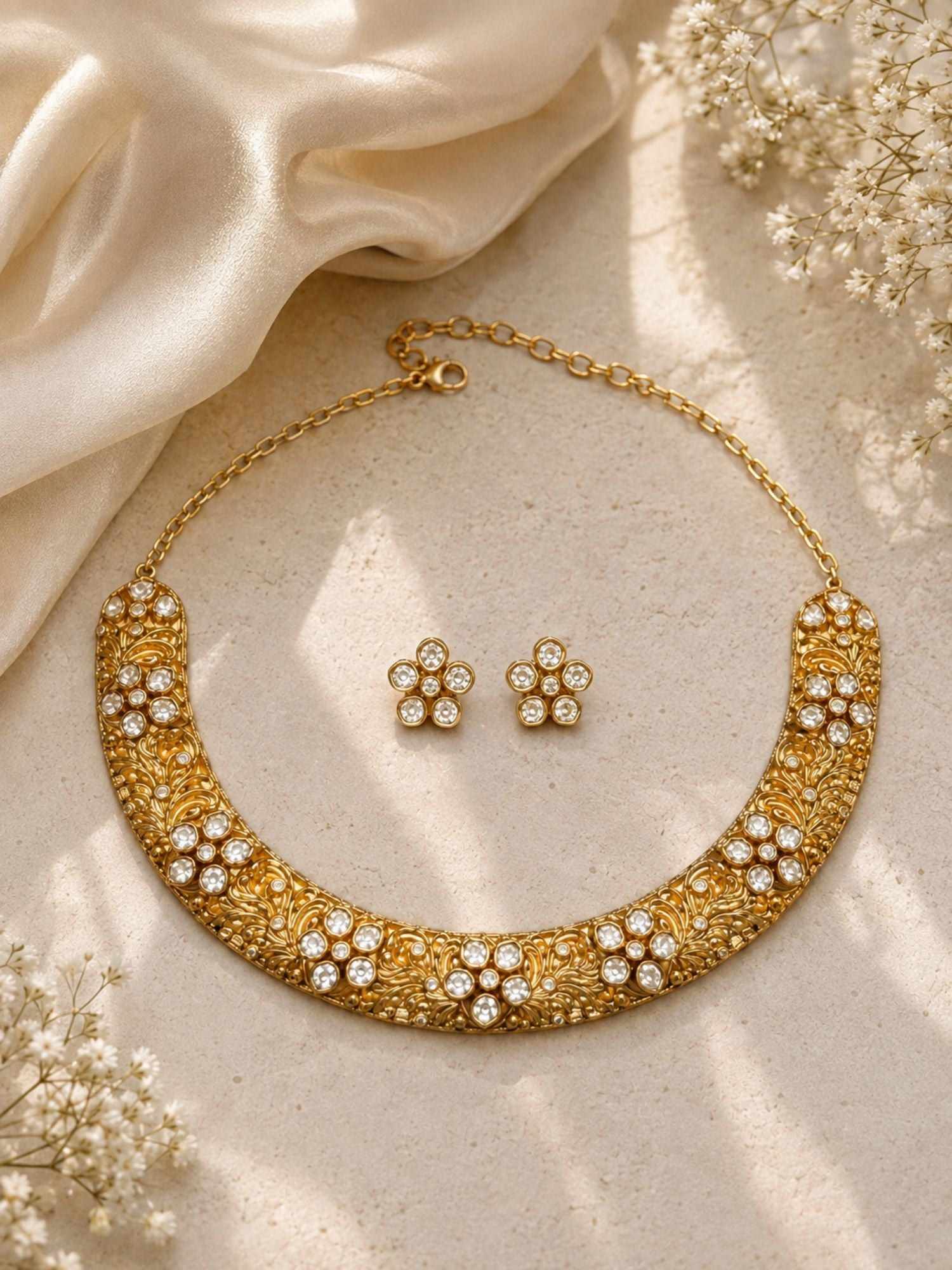 gold Polki Necklace Choker