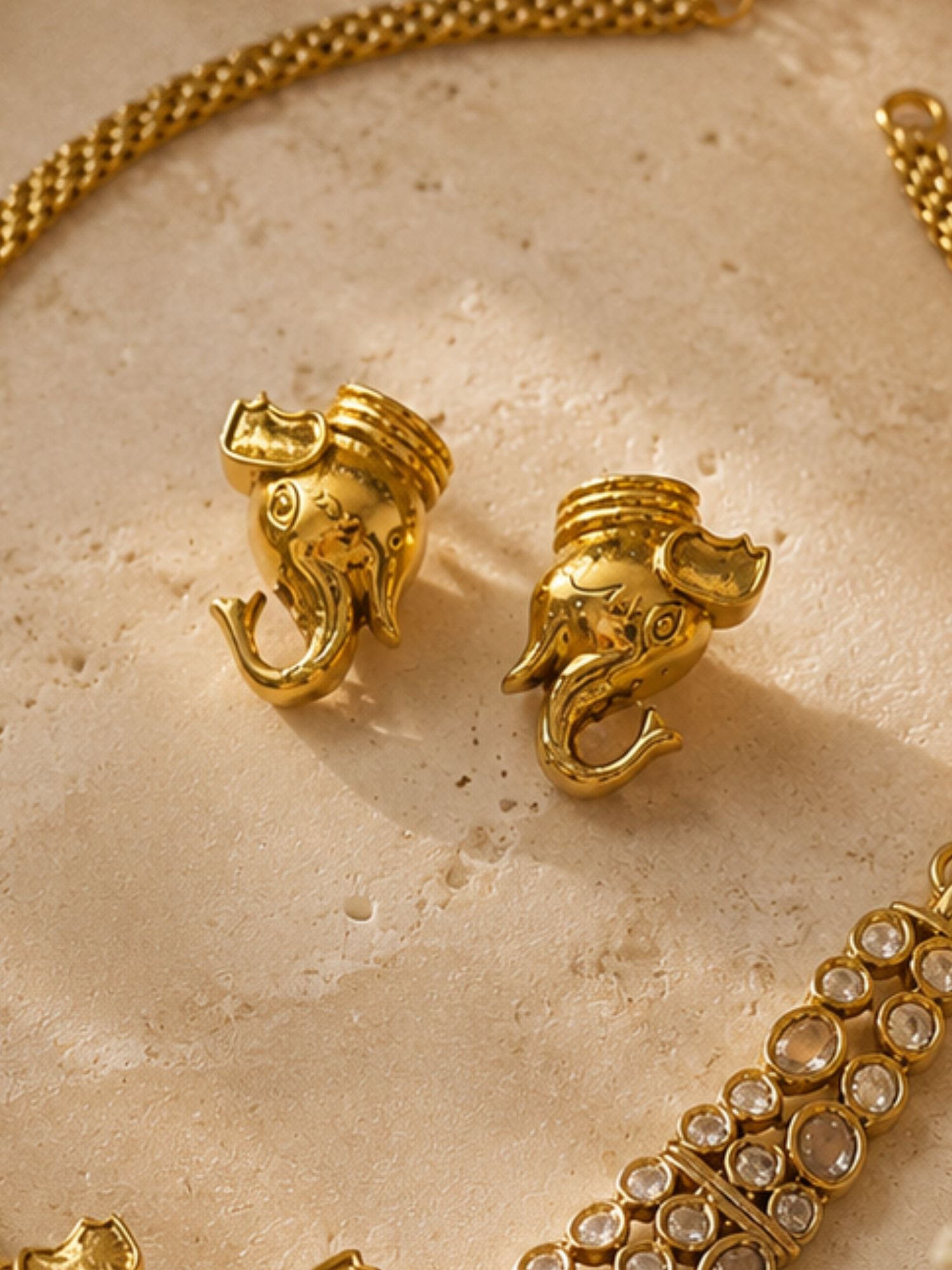 Gold Plating Elephant Necklace Set | Abdesigns