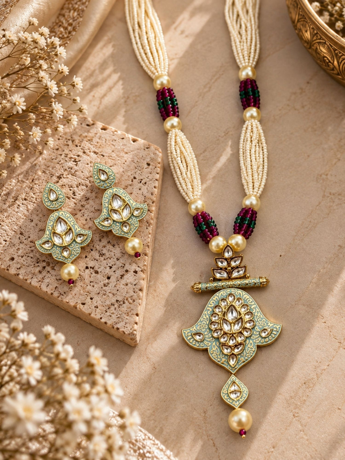 Vintage Inspired Kundan Necklace Set