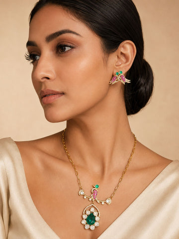 Abdesigns Gold Plated Parrot Pendant Set