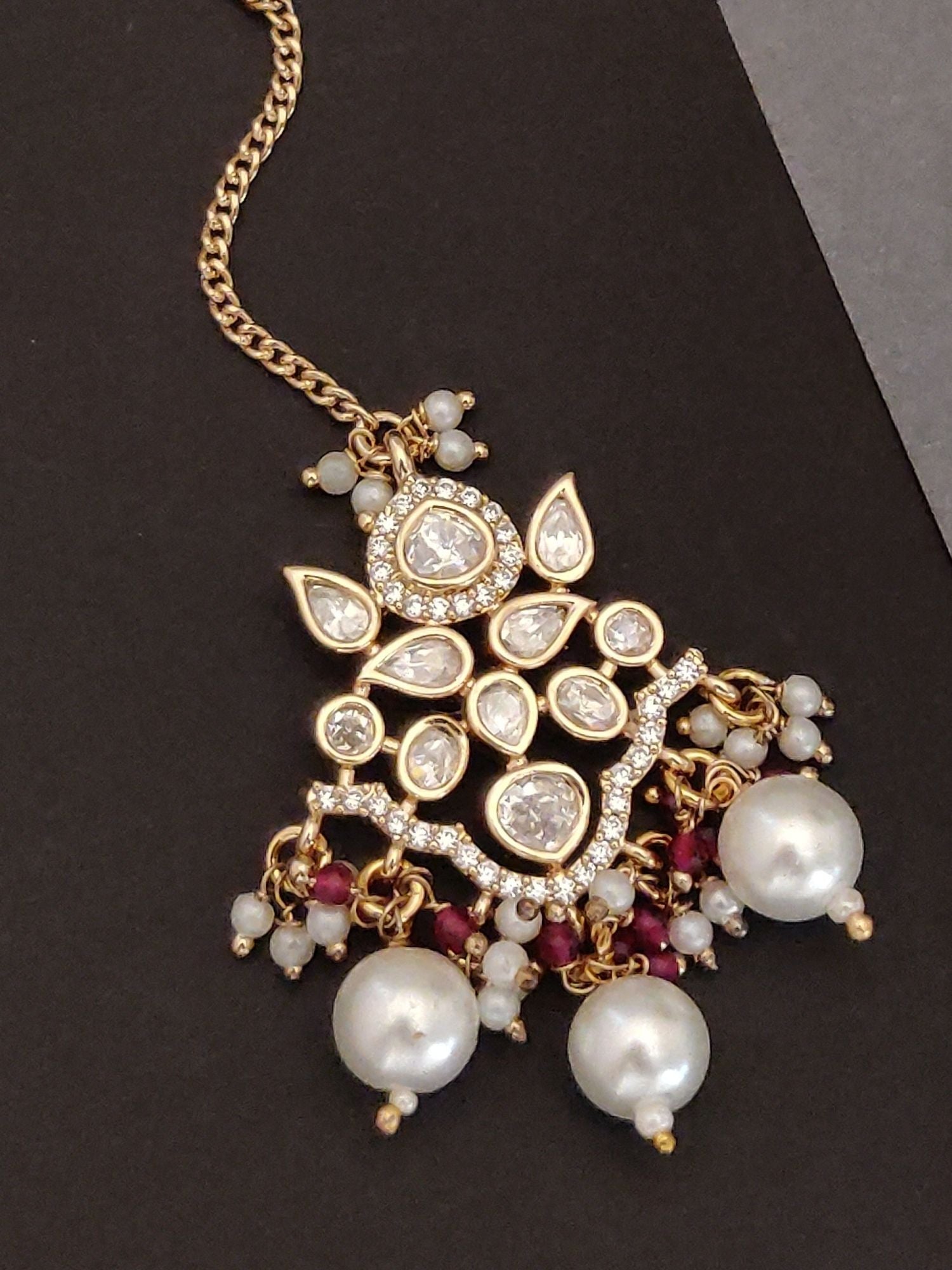 Abdesigns Gold Plated Kundan Maangtikka