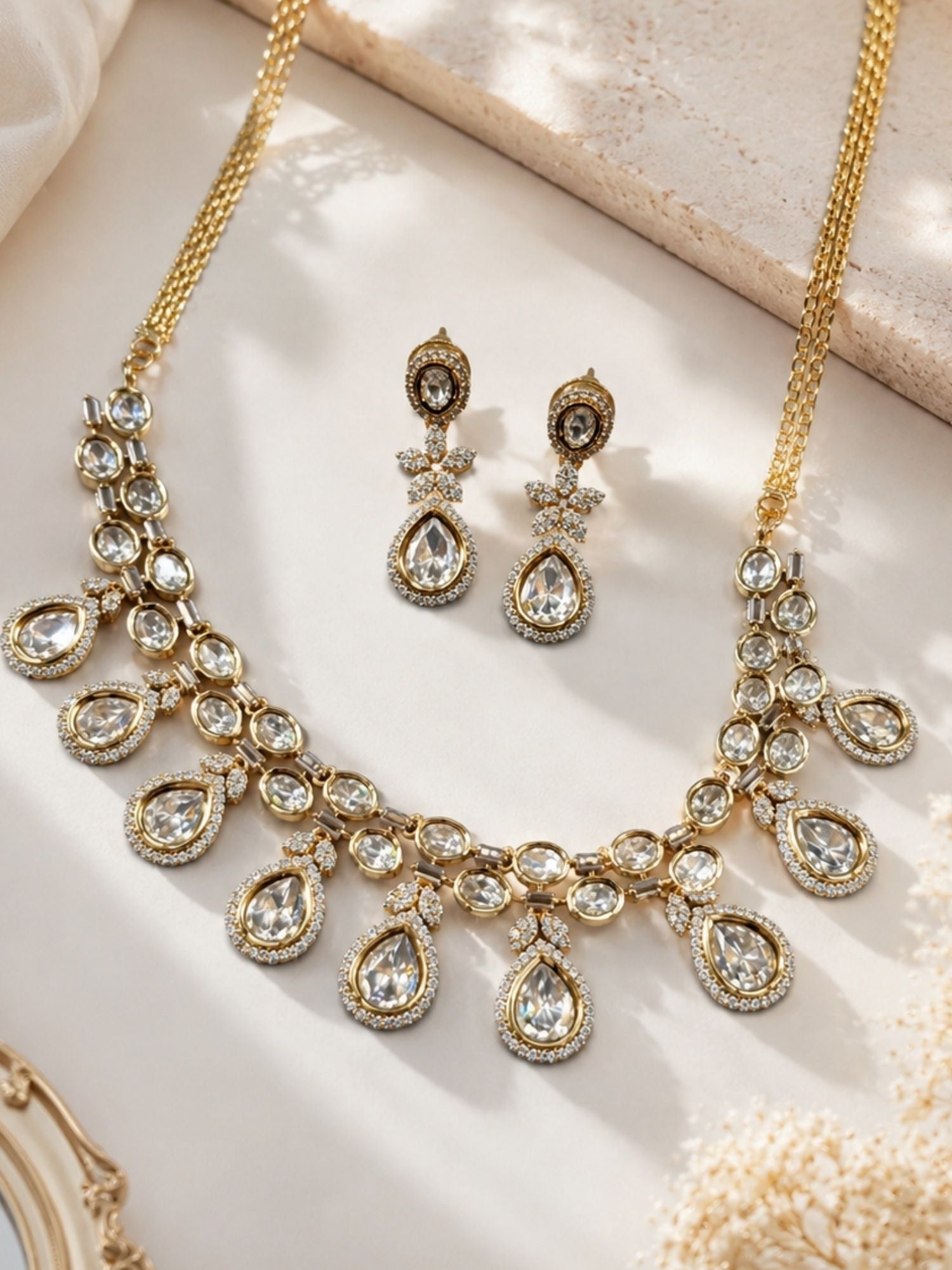 Kundan Necklace Set in Gold Plating – Bridal | Abdesigns