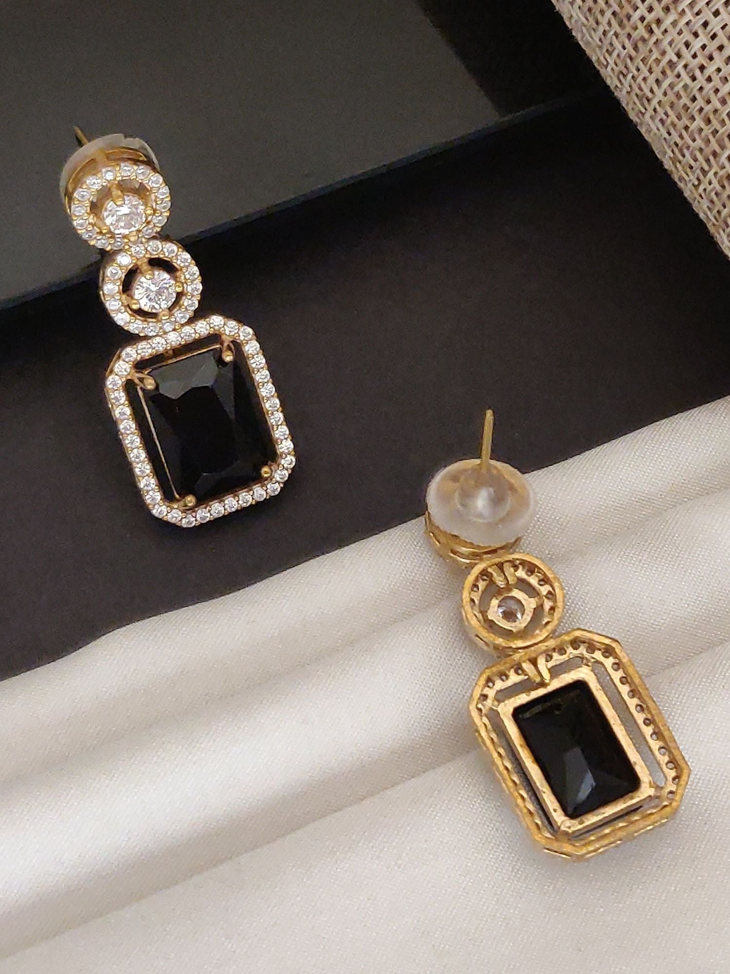 Abdesigns American Diamond Gold Plated Earring