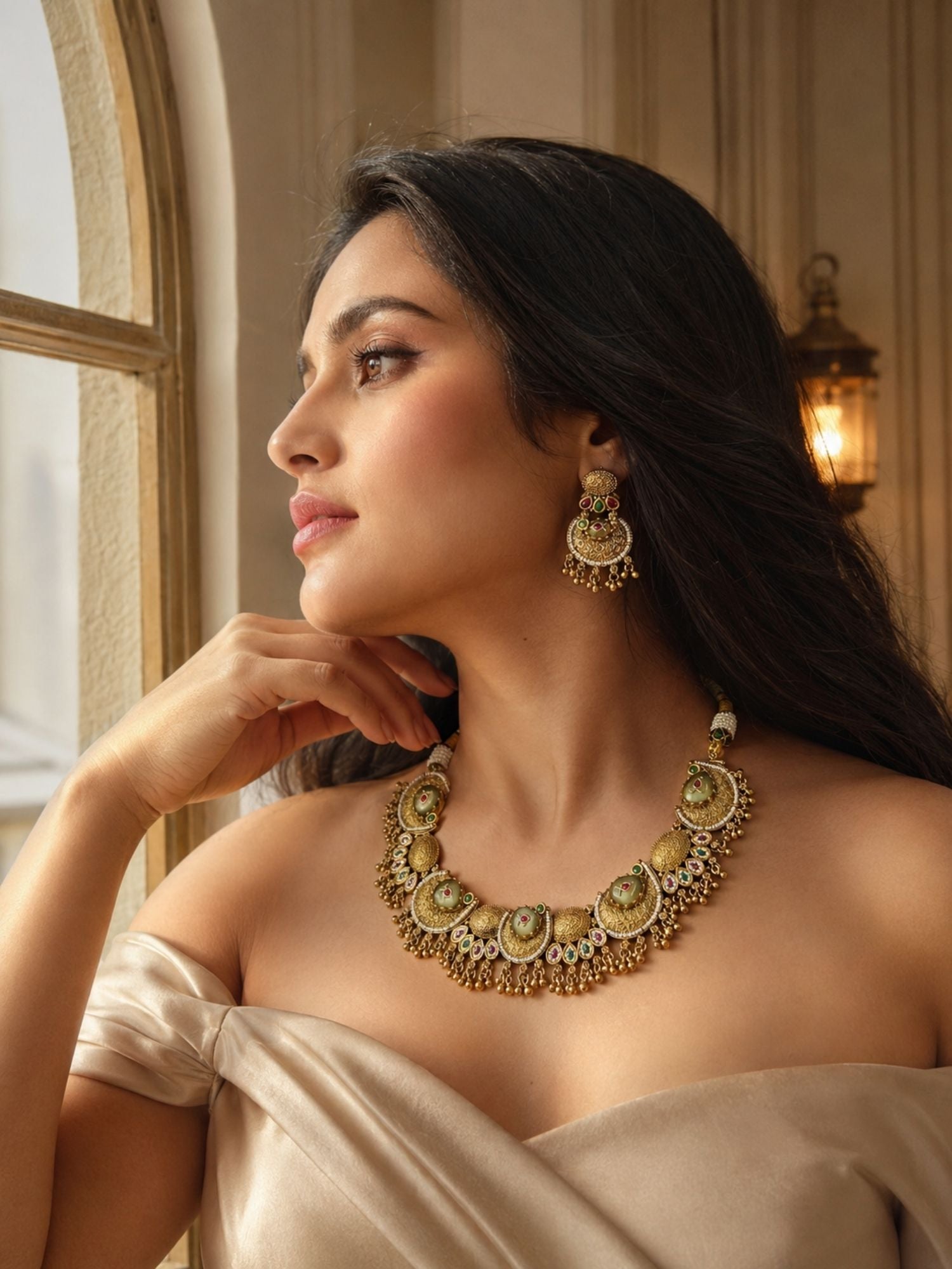Kundan Necklace Set in Gold Plating – Wedding | Abdesigns