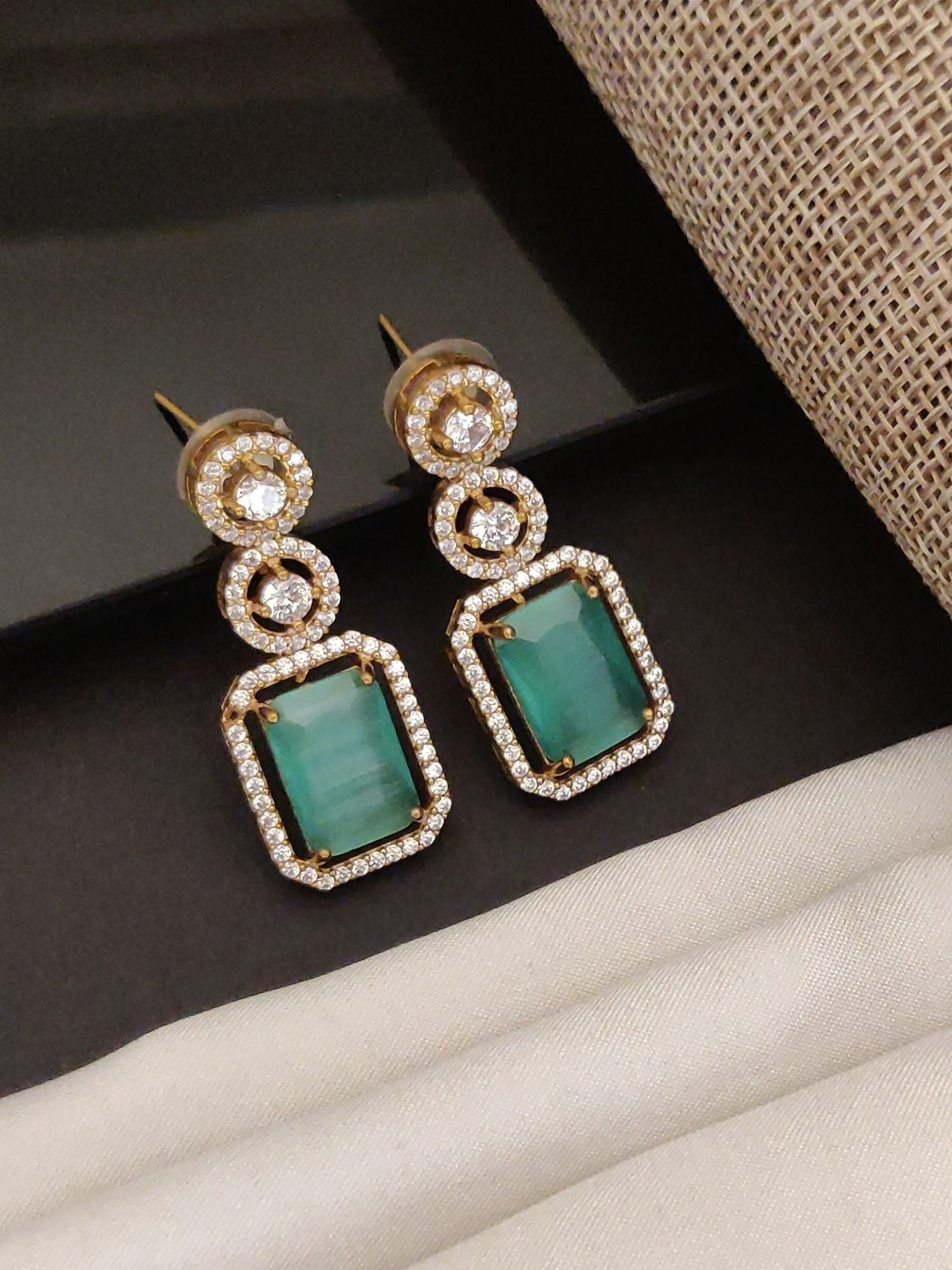 Abdesigns American Diamond Gold Plated Earring