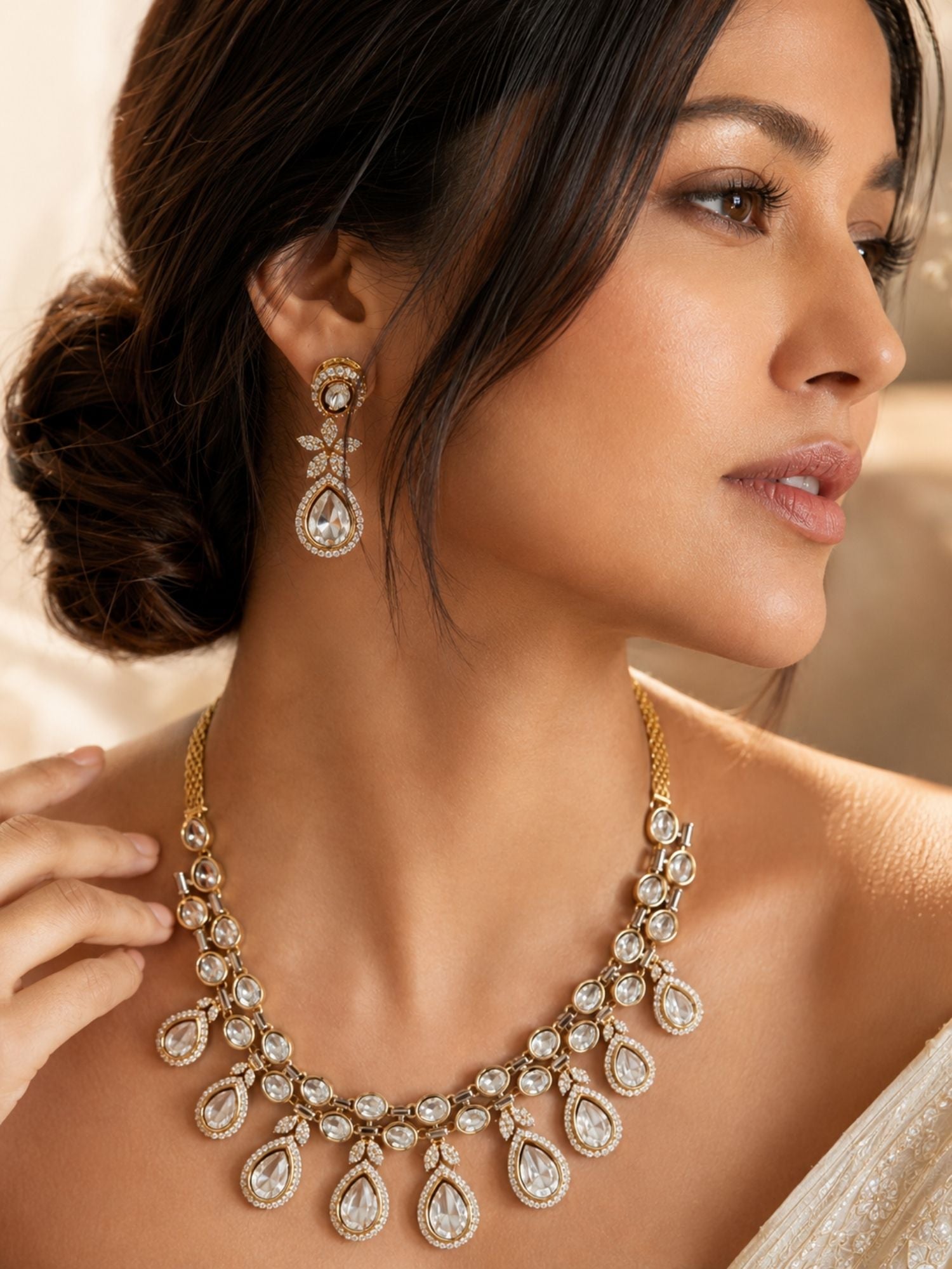 Kundan Necklace Set in Gold Plating – Bridal | Abdesigns
