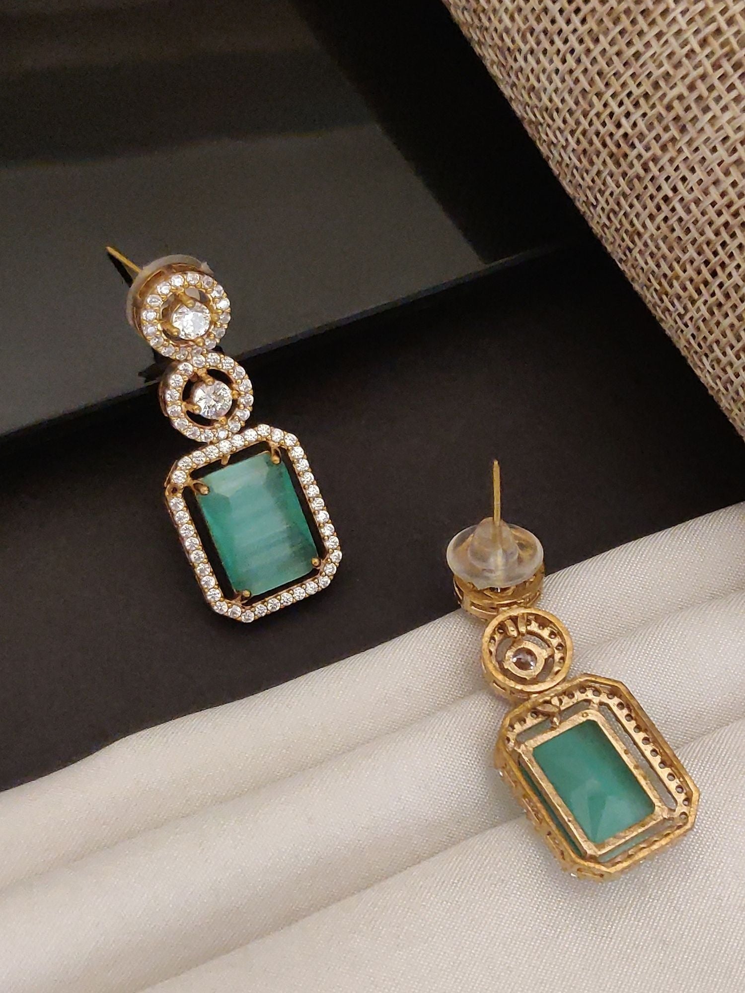 Abdesigns American Diamond Gold Plated Earring