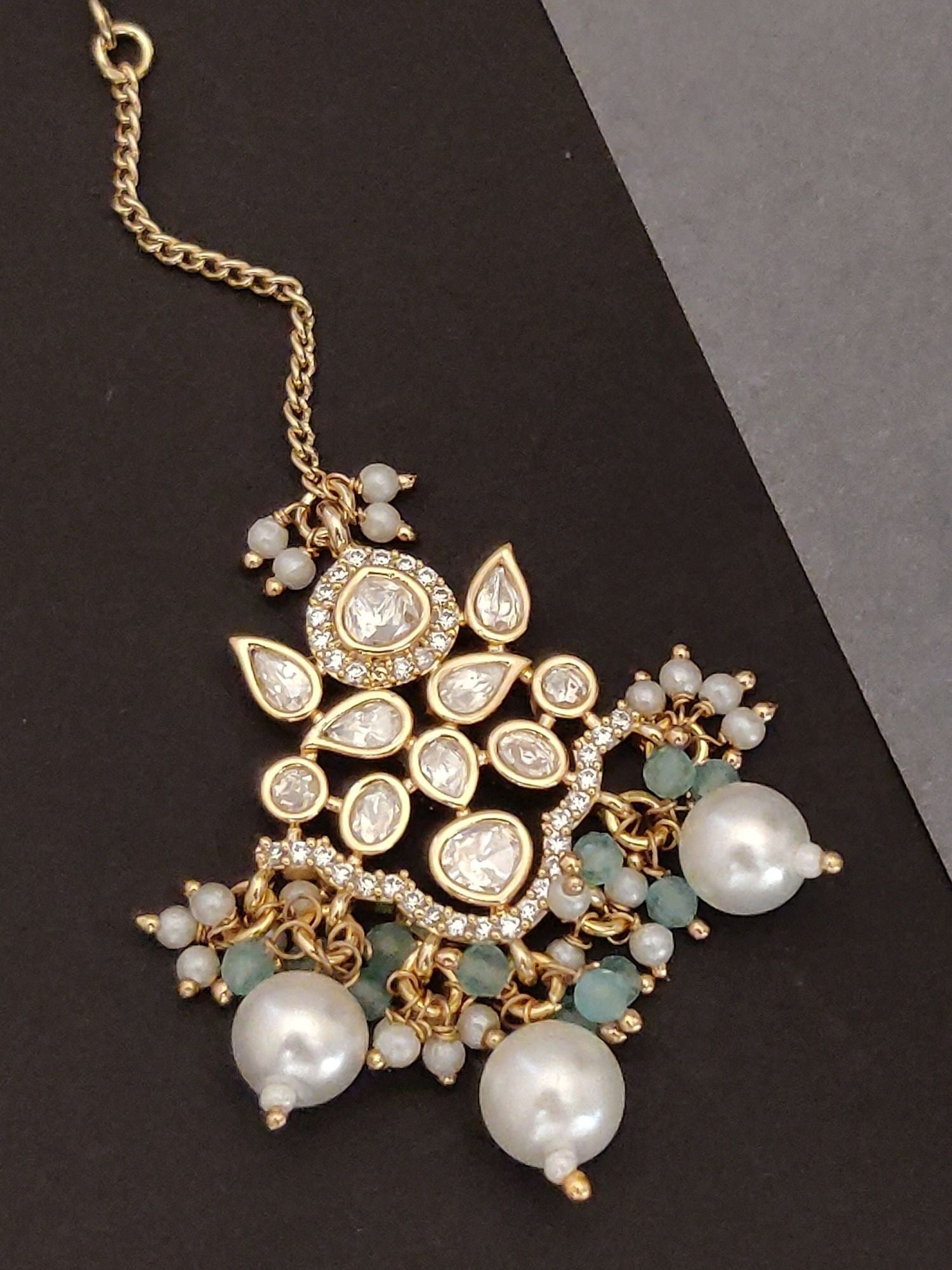 Abdesigns Gold Plated Kundan Maangtikka