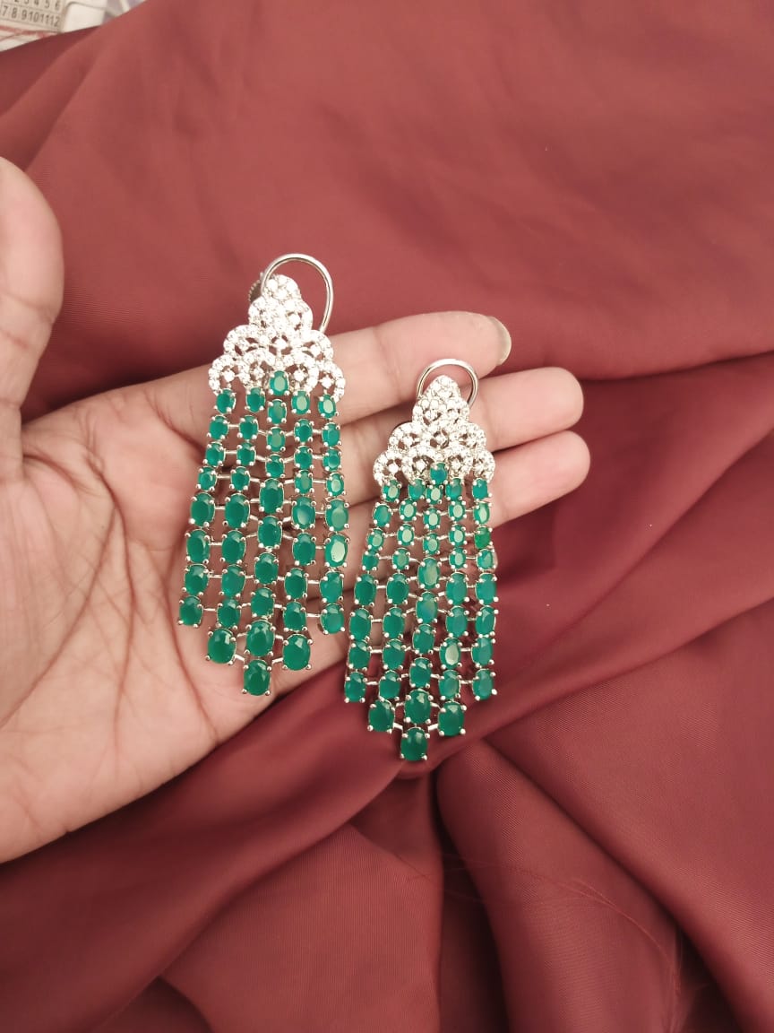 Elegant Green CZ Earrings - Abdesignsjewellery