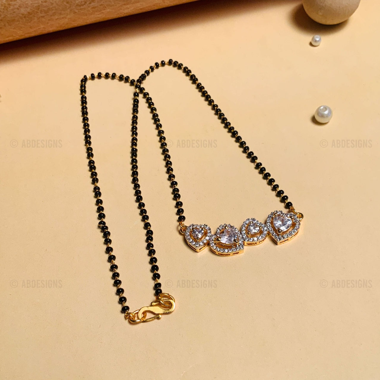 Sparkling Gold Plated Heart Mangalsutra
