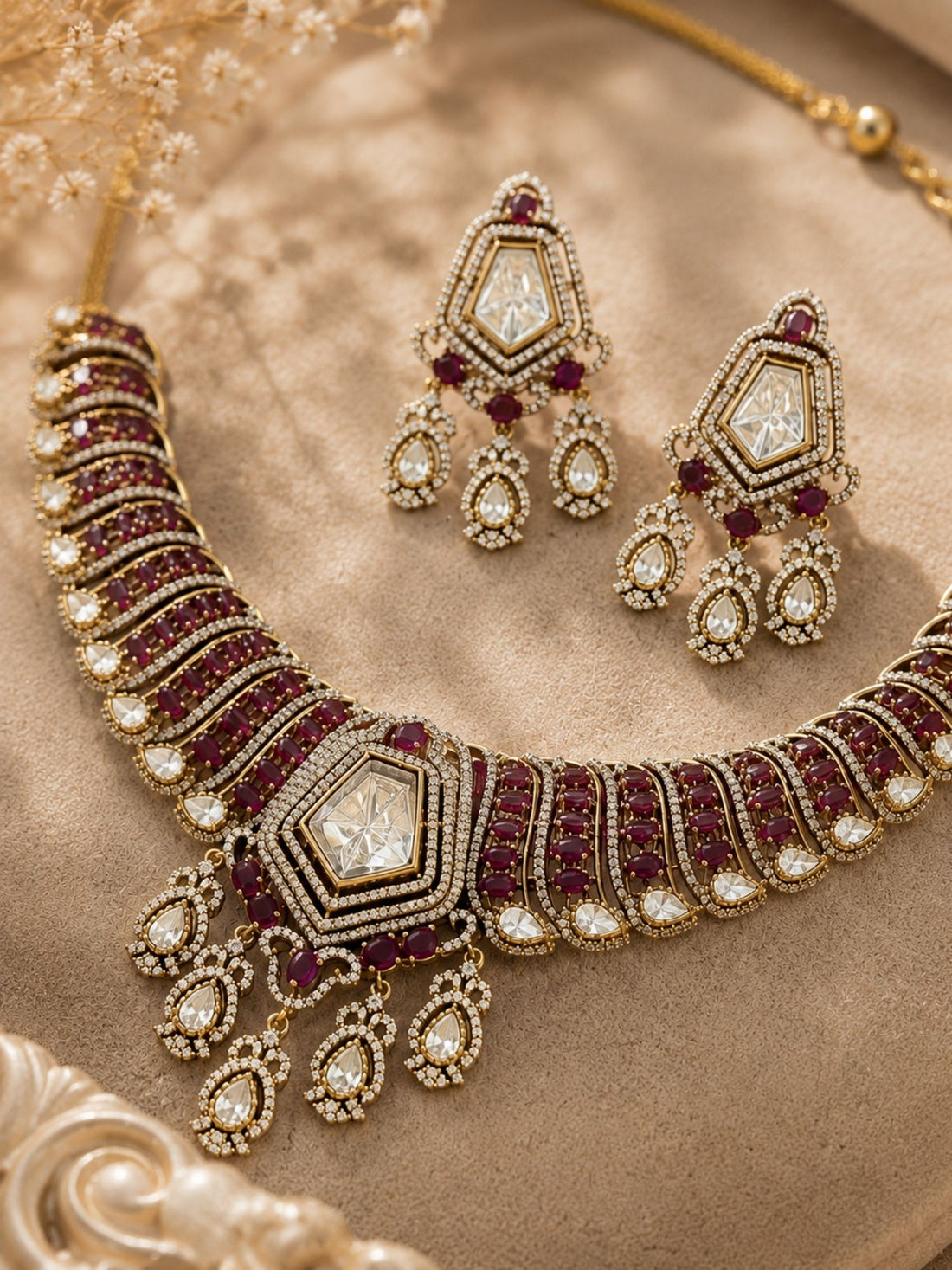 Victorian Ruby Choker Necklace Set | Abdesigns Jewellery