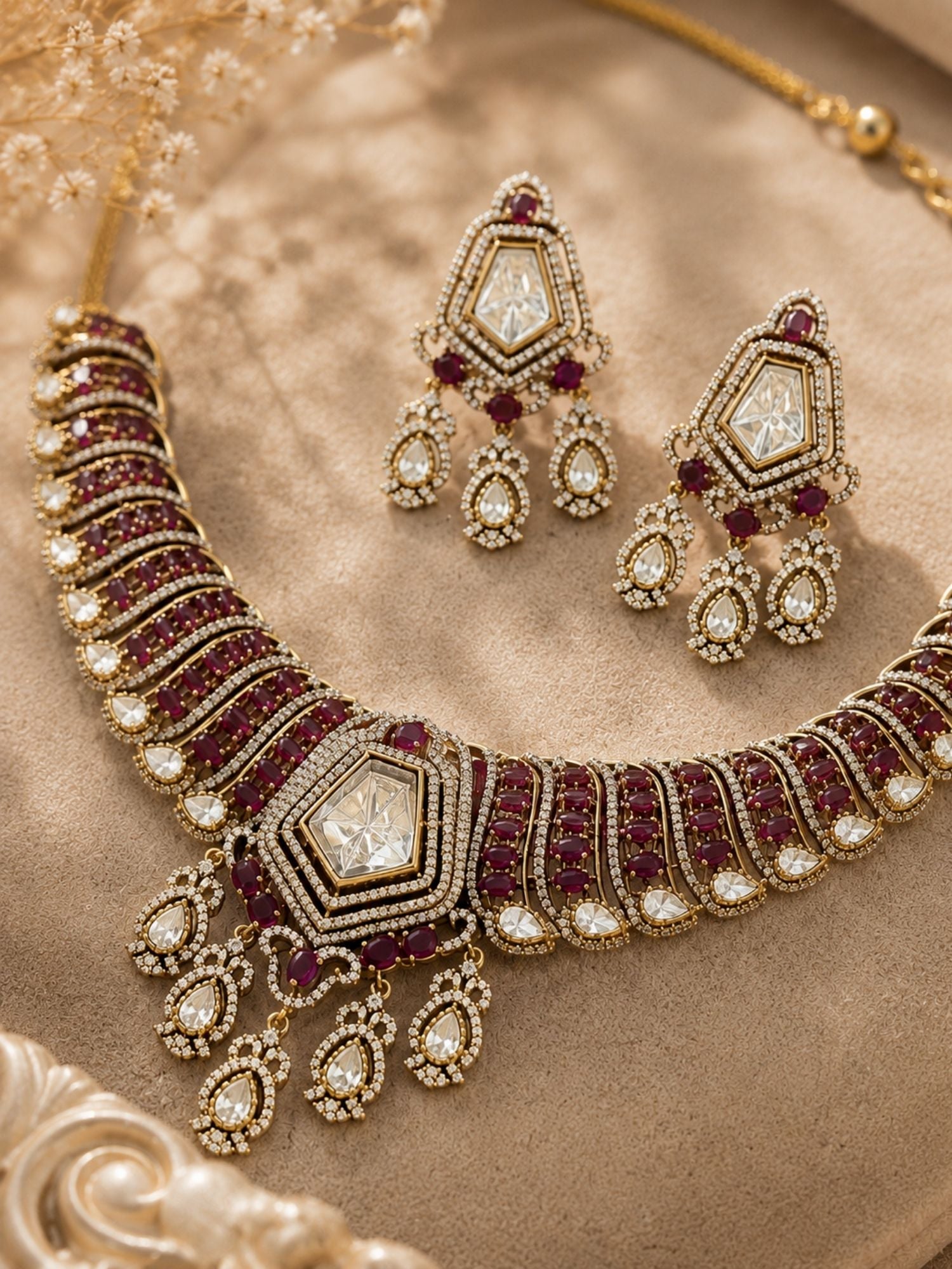 Victorian Ruby Choker Necklace Set | Abdesigns Jewellery