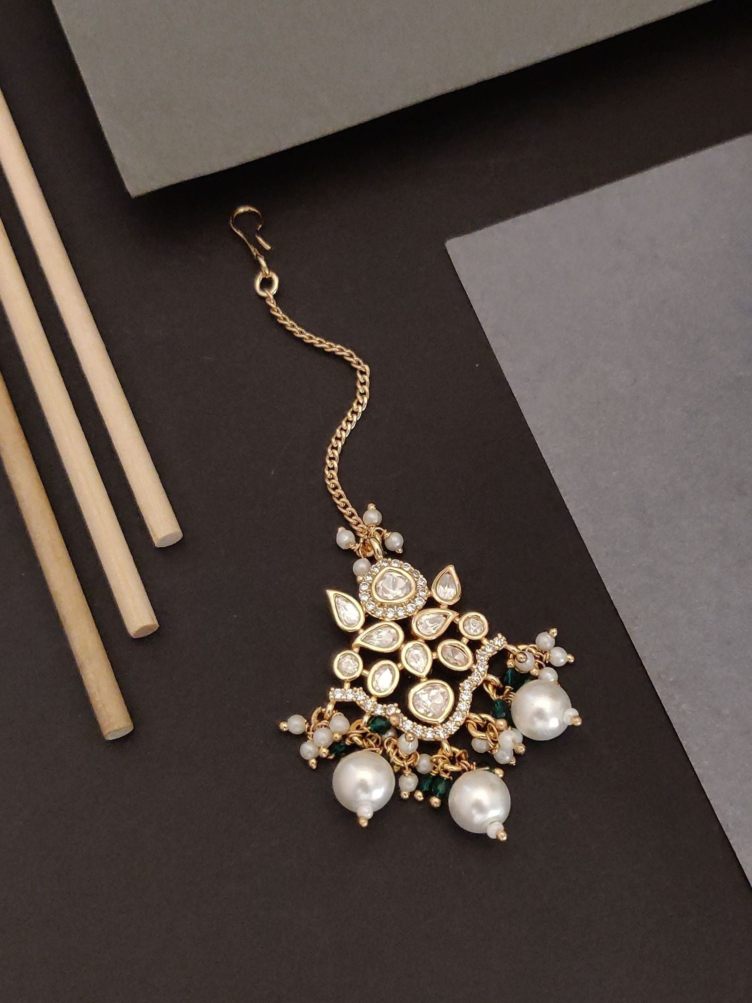 Abdesigns Gold Plated Kundan Maangtikka