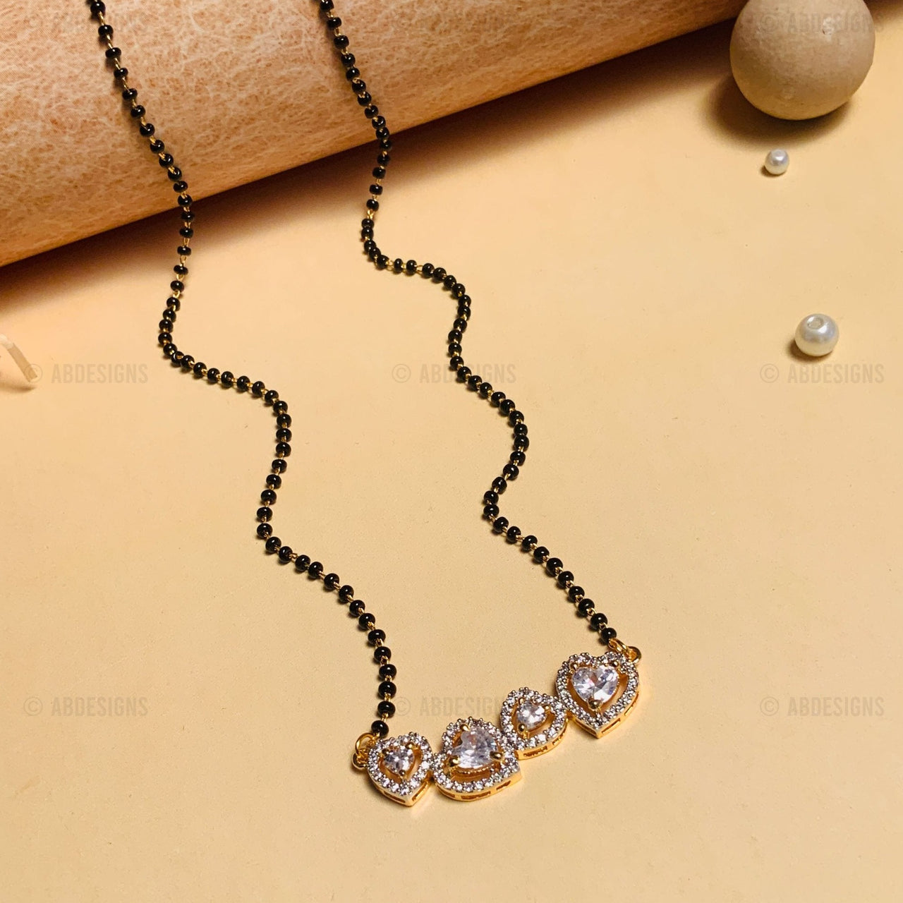 Sparkling Gold Plated Heart Mangalsutra