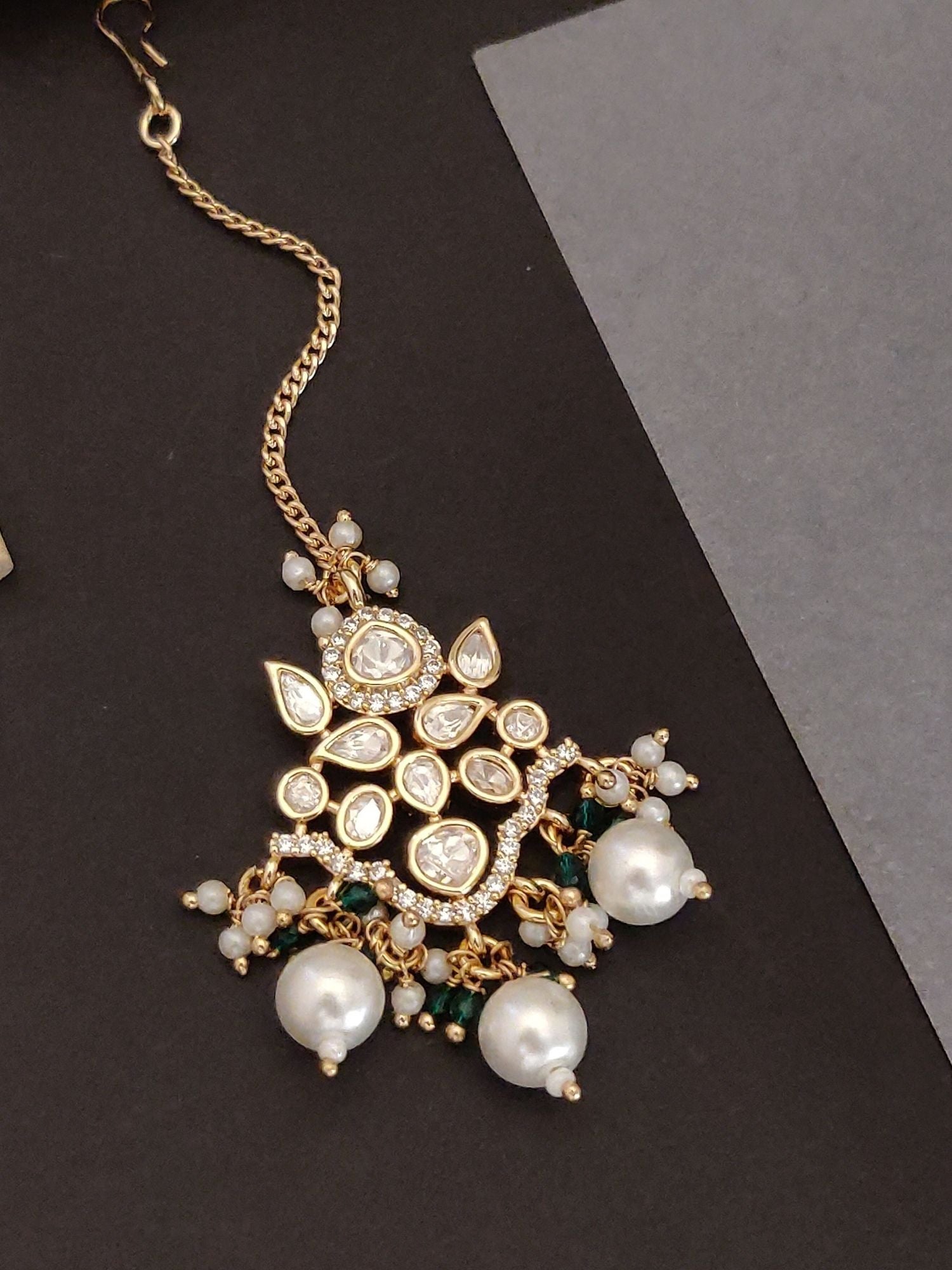 Abdesigns Gold Plated Kundan Maangtikka