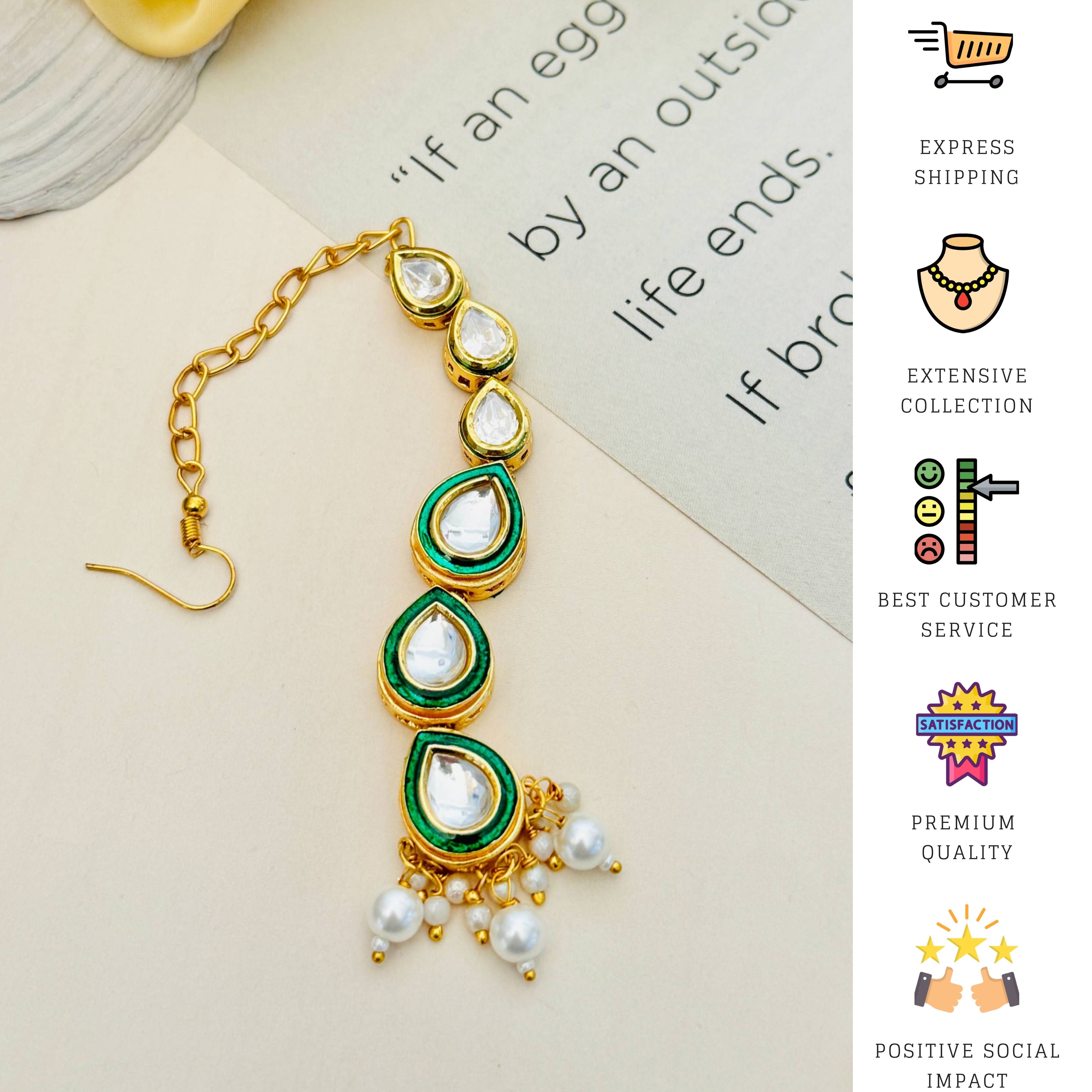 Traditional Gold Plated Kundan Maangtikka - maang tikka by Abdesigns Jewellery