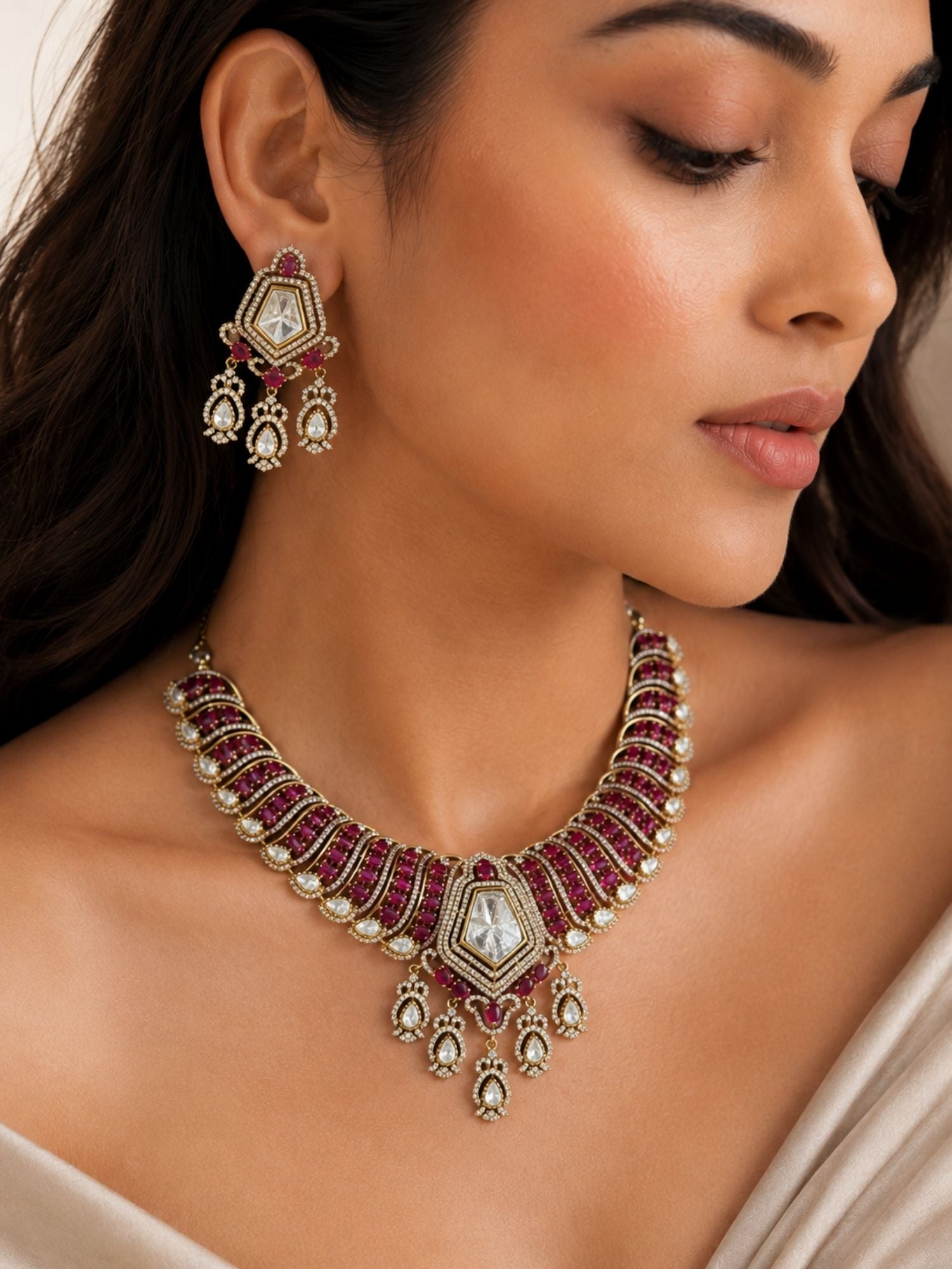 Victorian Ruby Choker Necklace Set | Abdesigns Jewellery