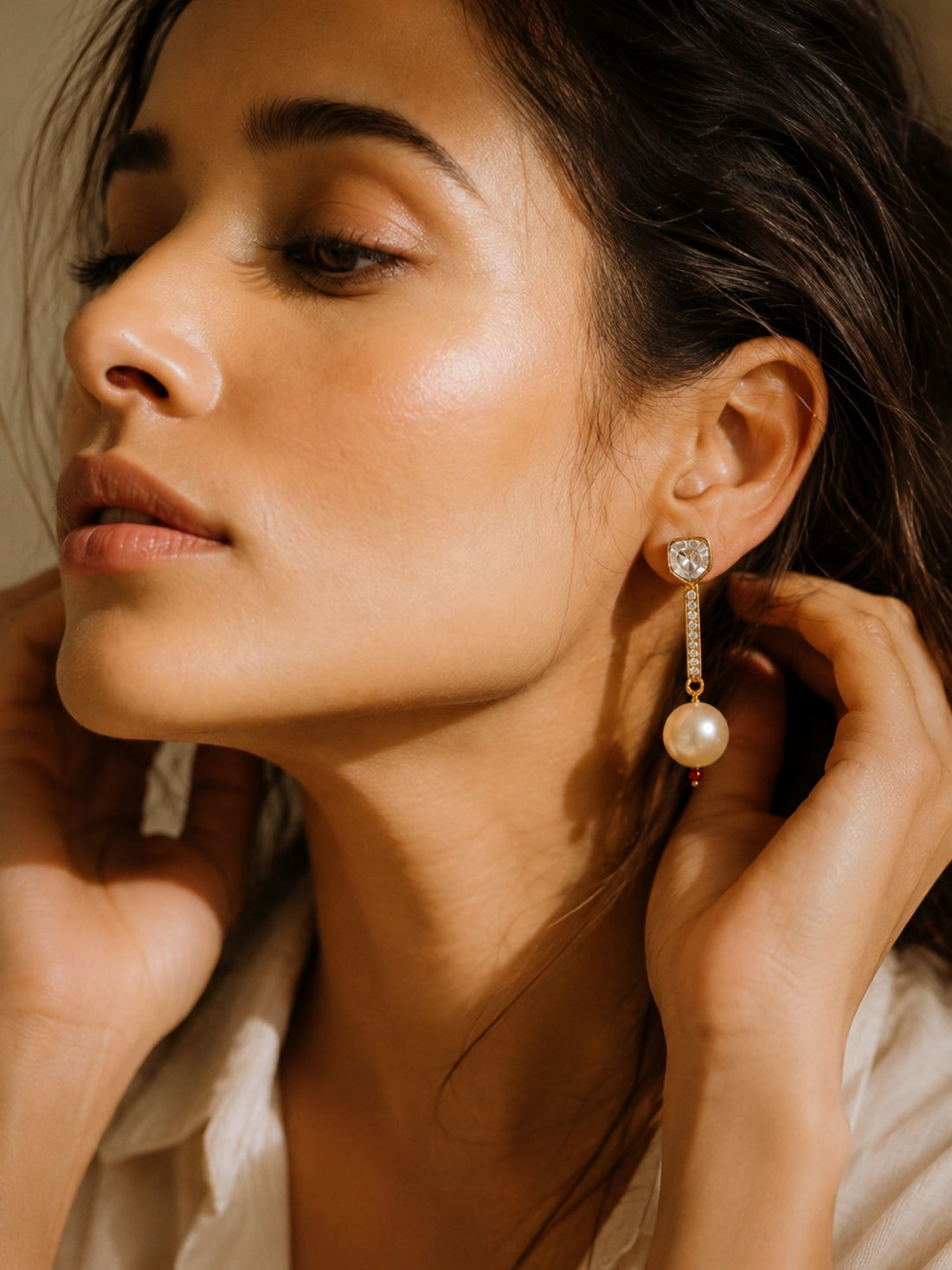 Combo Of Gold Plated Kundan Pearl & Green Stone Earrings