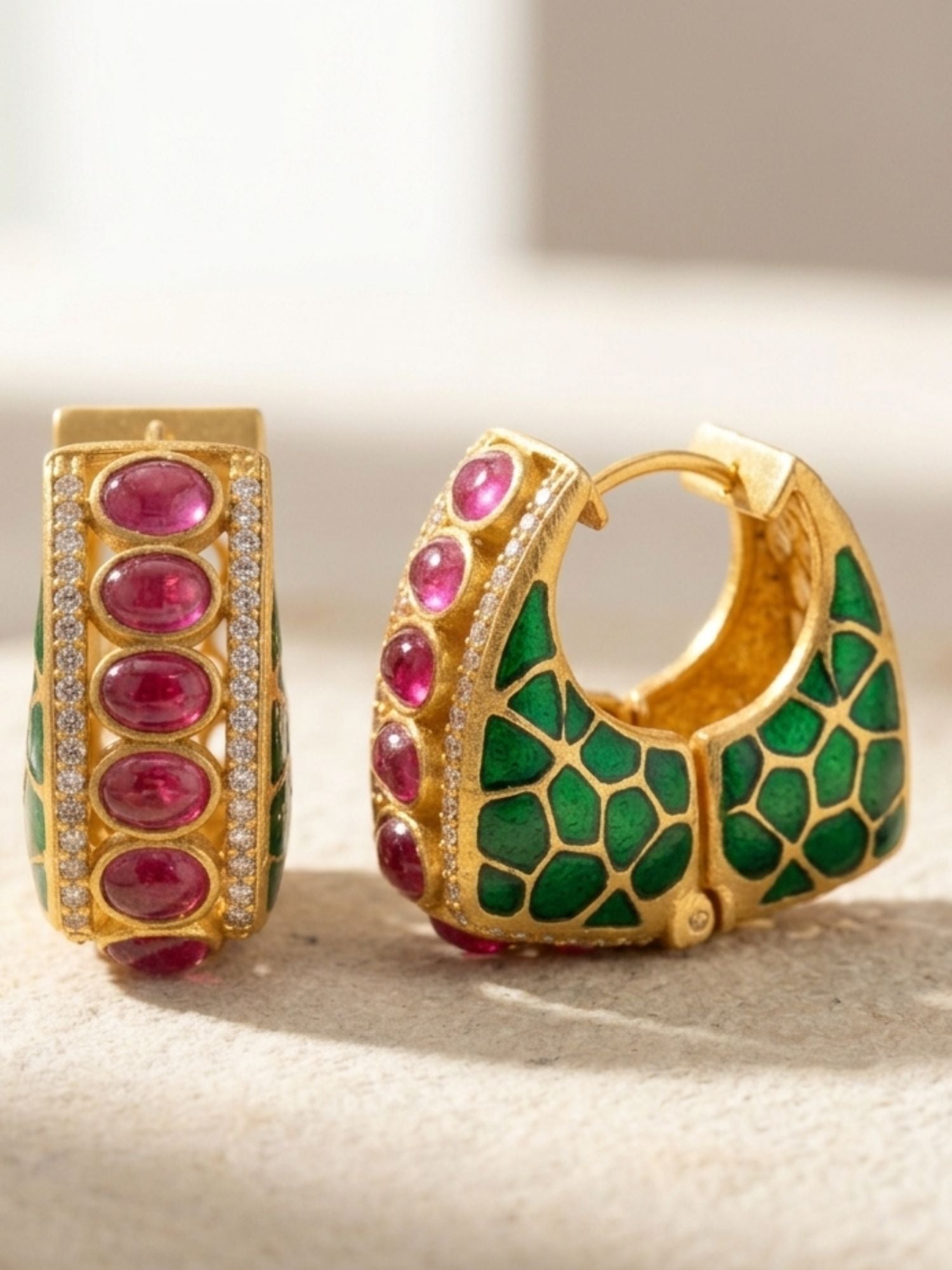 Abdesignsjewellery Gold Plated Meenakari Hoop Earrings