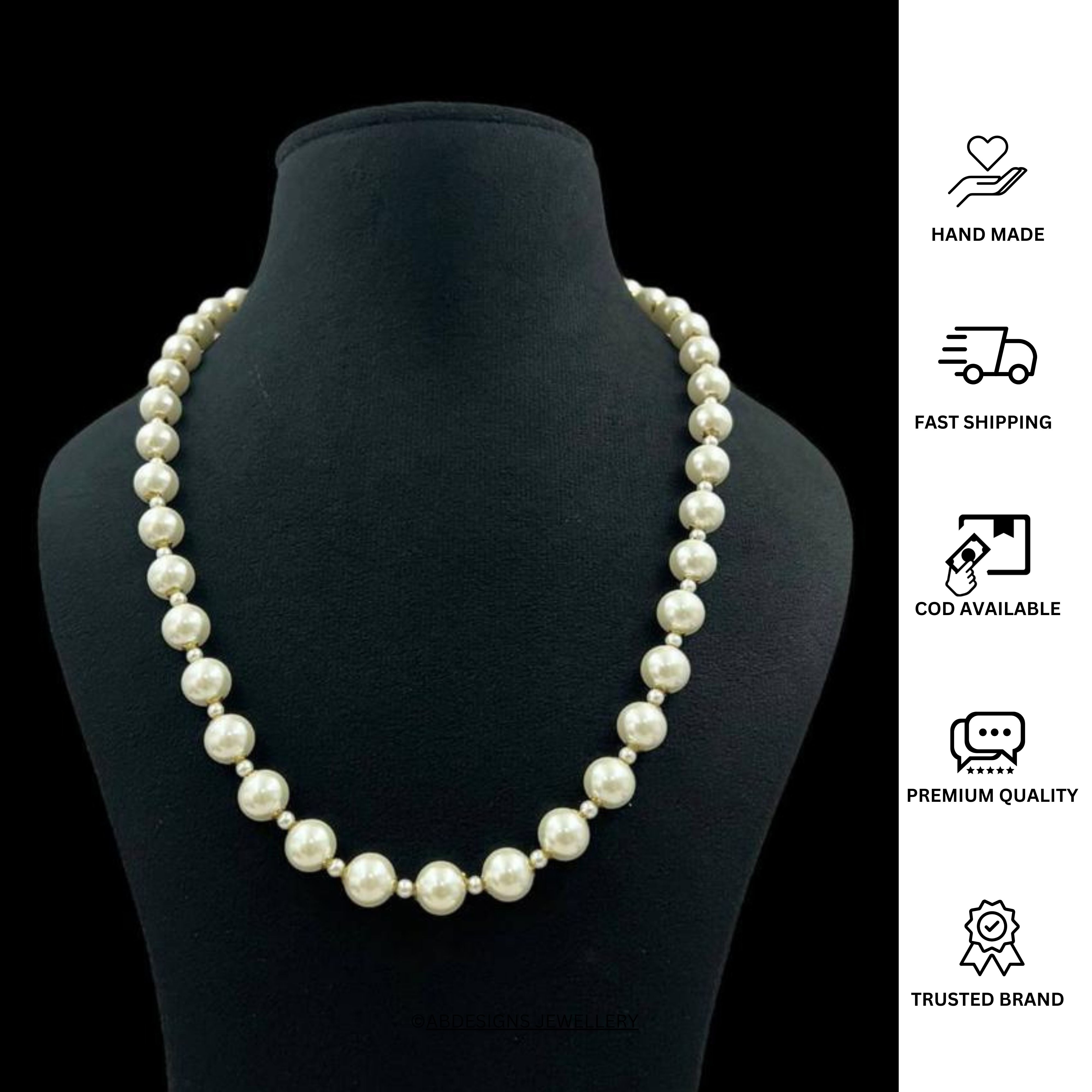 Statement White Pearl Single Strand Mala