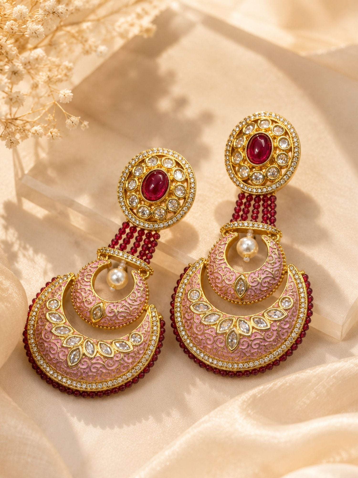 Chandbali Earrings in Gold Finish – Festive Wear | Abdesigns Jewellery