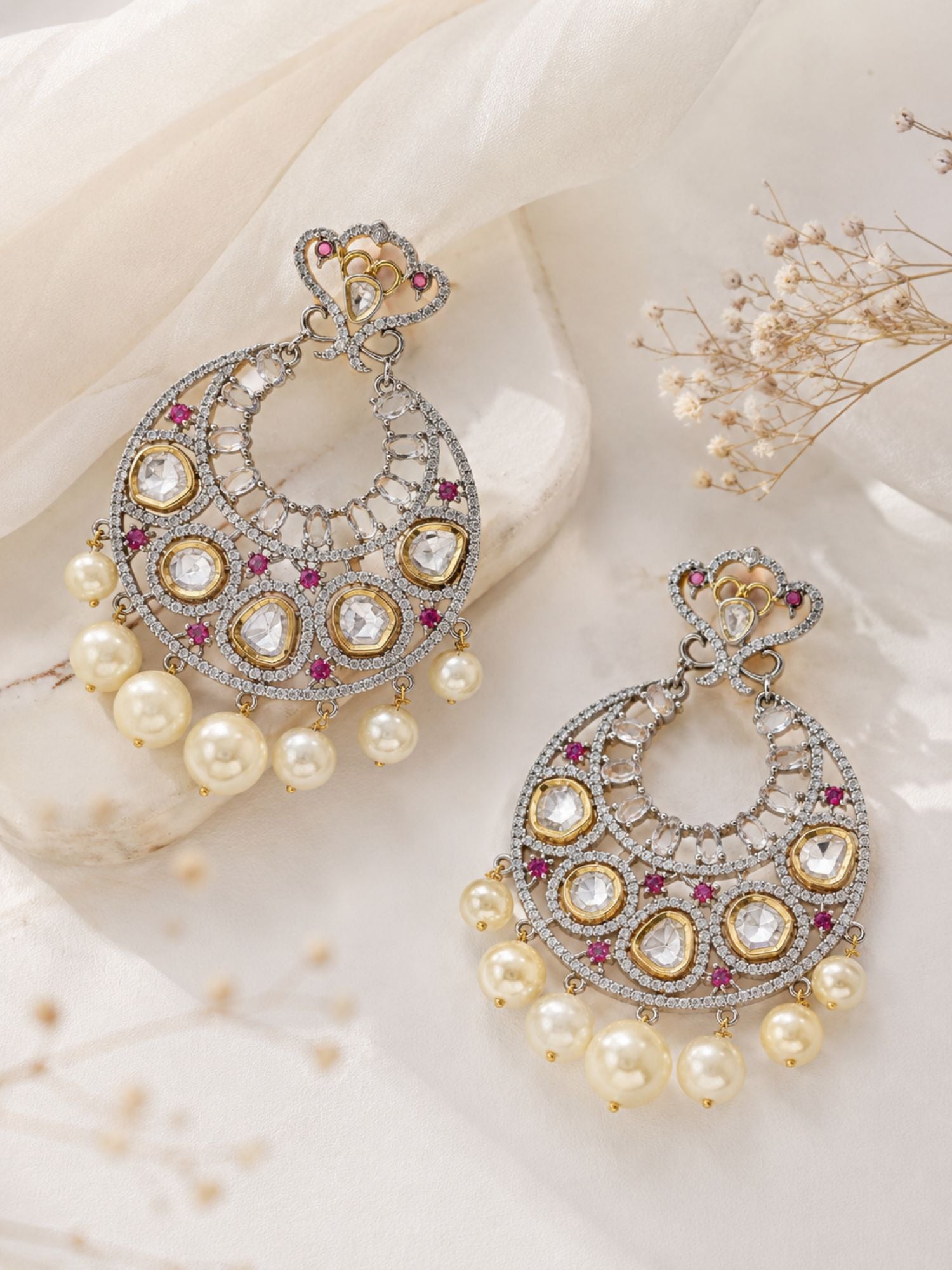 Pearl Chandbali Kundan Earrings | Abdesigns