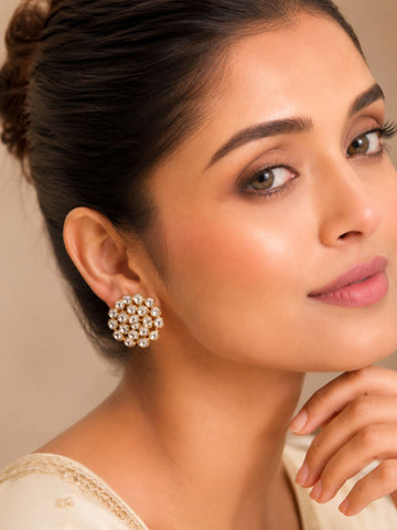 Abdesigns Gold Plated Polki Studs Earring