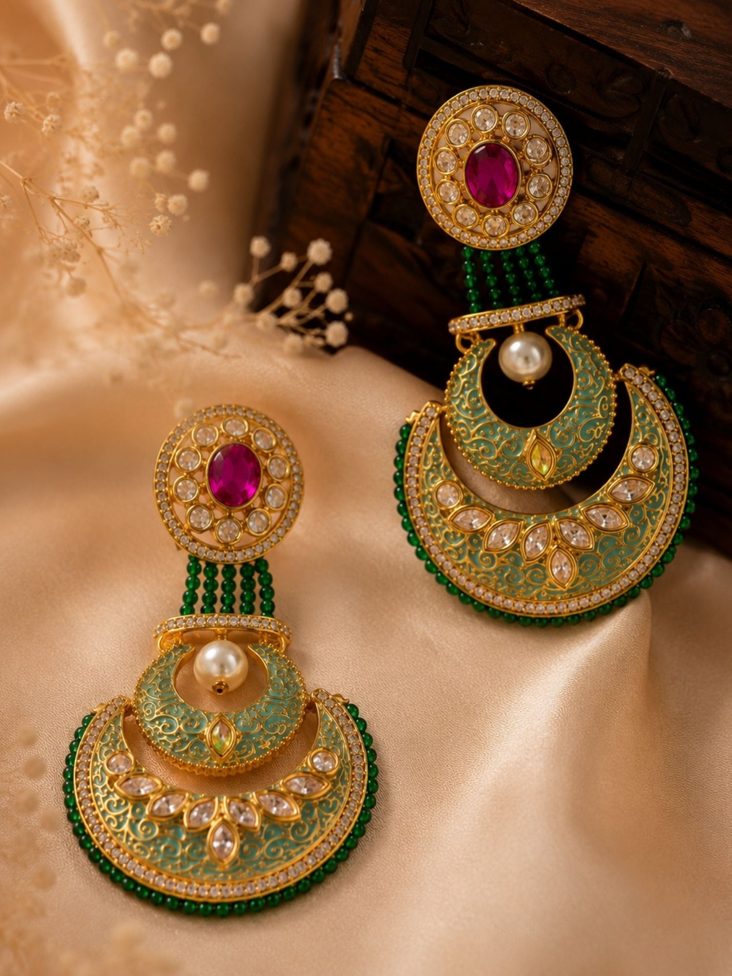 Chandbali Earrings in Gold Finish – Festive Wear | Abdesigns Jewellery