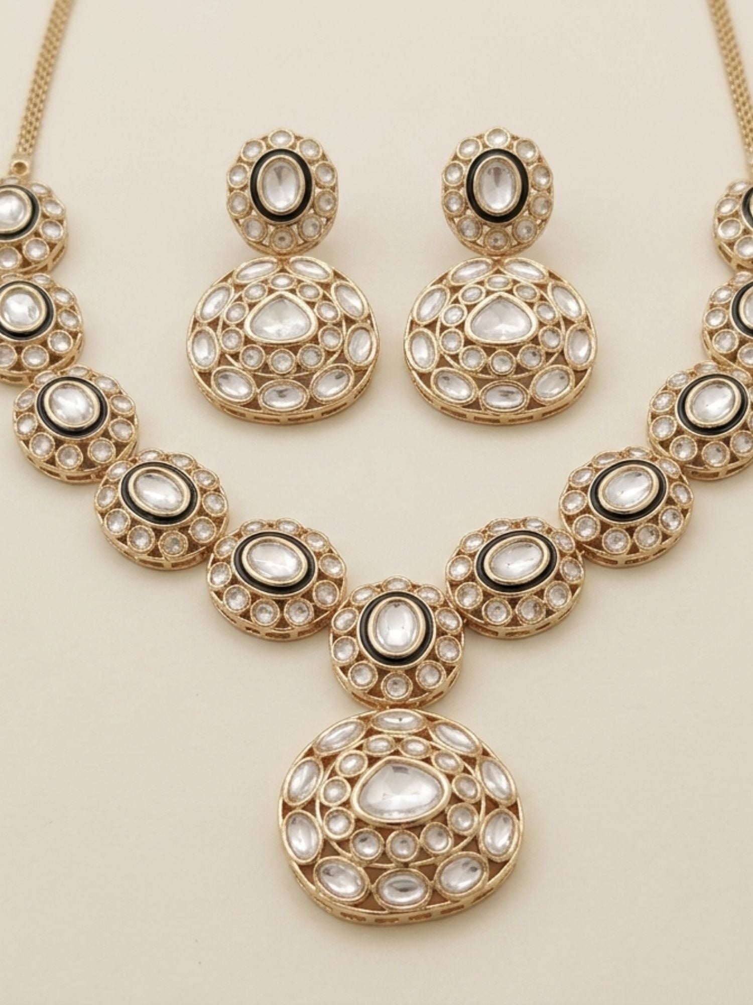 Kundan Polki Necklace Set with Earrings