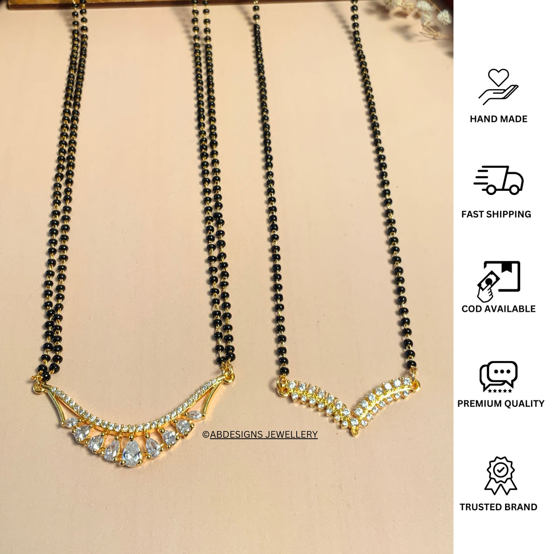 Precious Gold Plated American Diamond Mangalsutra Combo