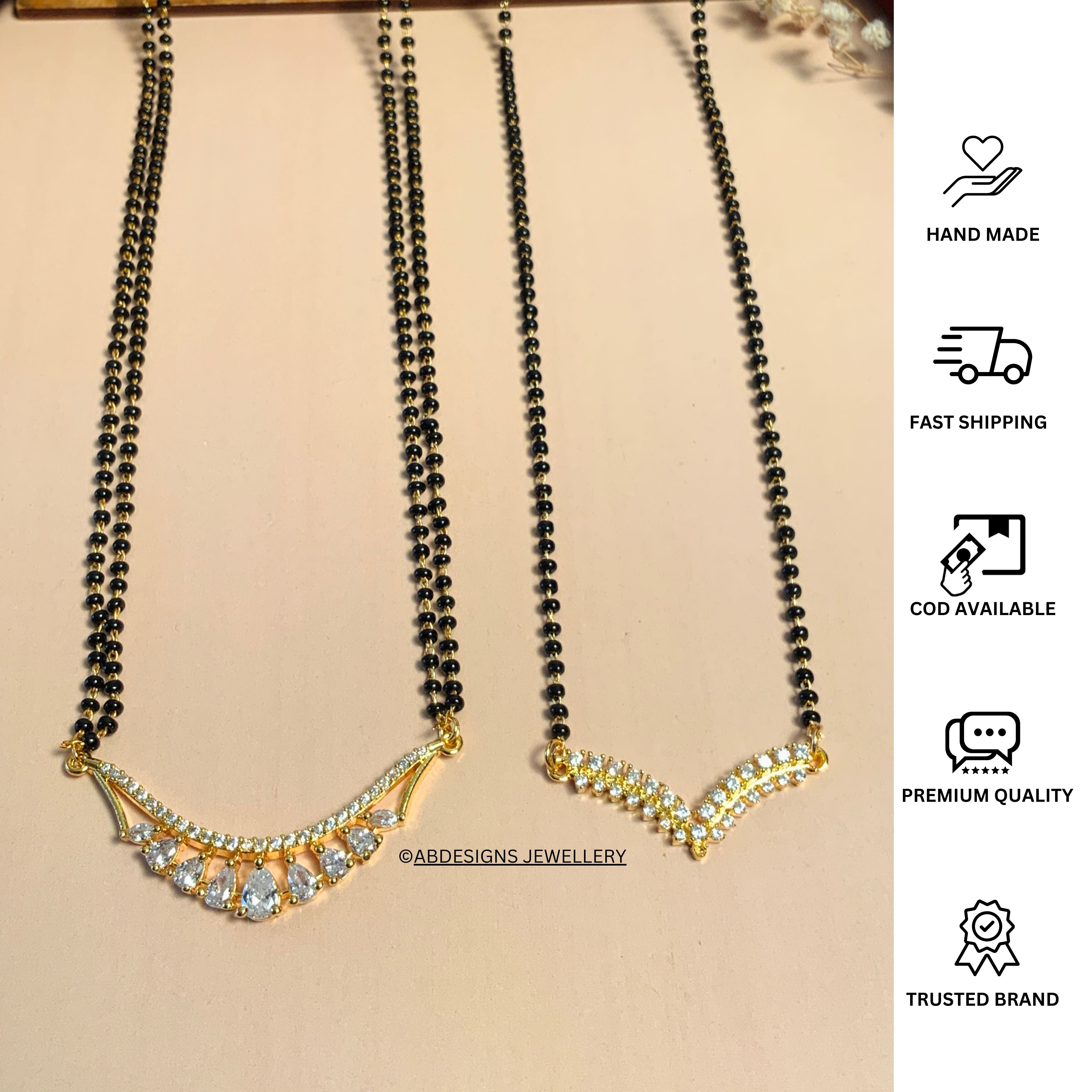 Precious Gold Plated American Diamond Mangalsutra Combo