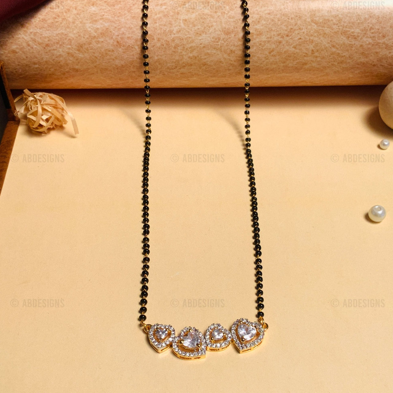 Sparkling Gold Plated Heart Mangalsutra