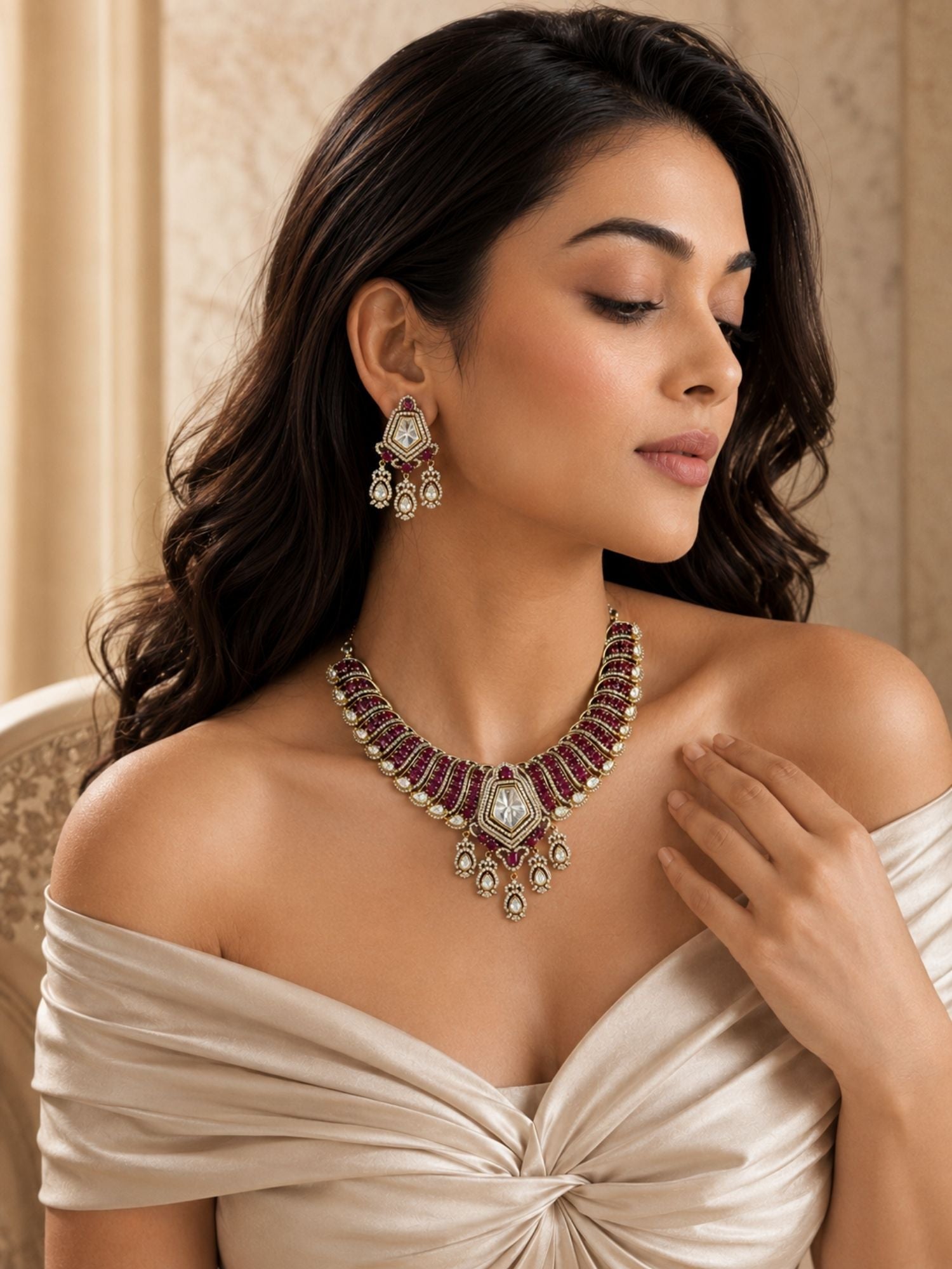 Victorian Ruby Choker Necklace Set | Abdesigns Jewellery