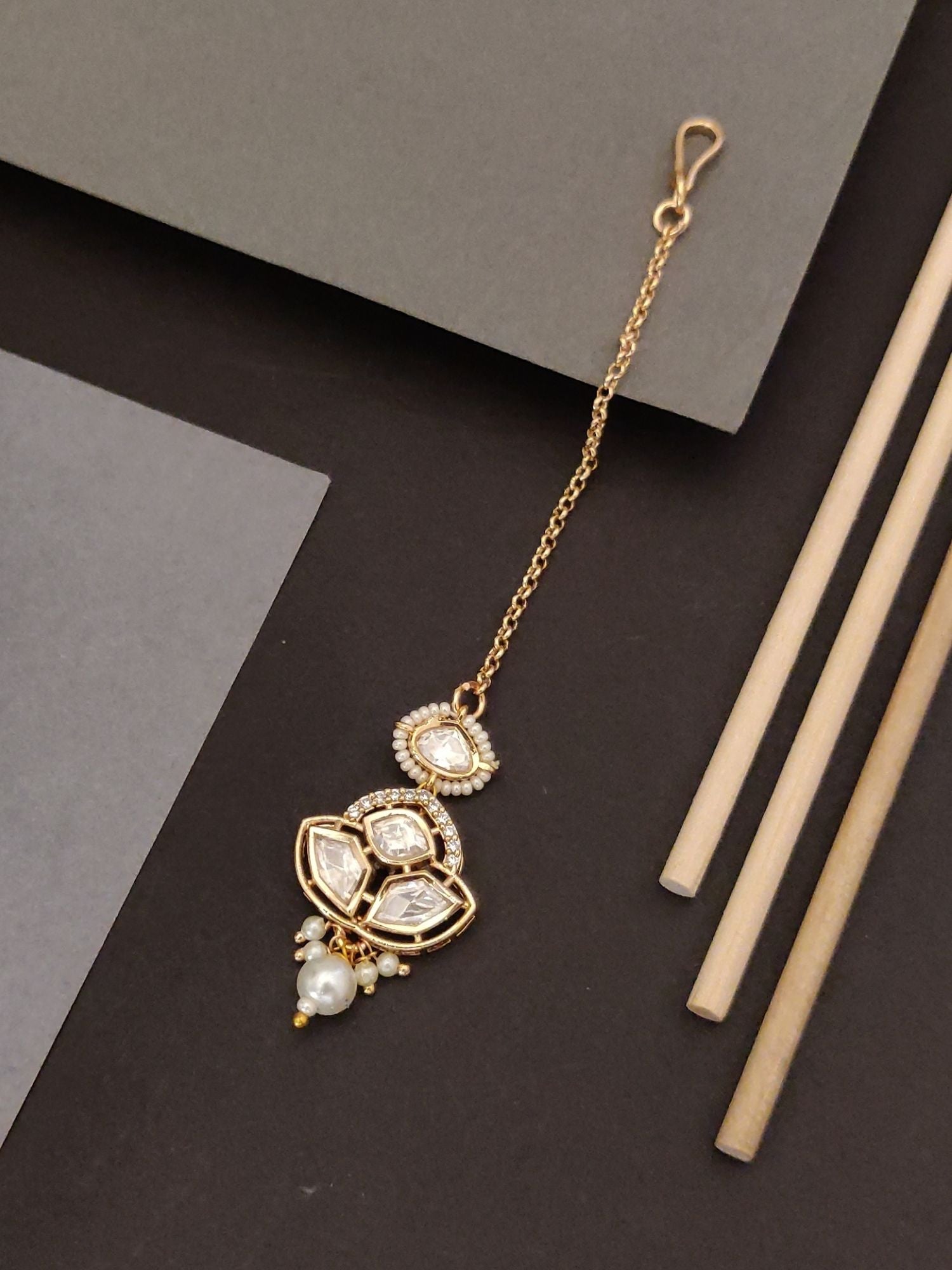 Abdesigns Gold Plated Kundan Maangtikka