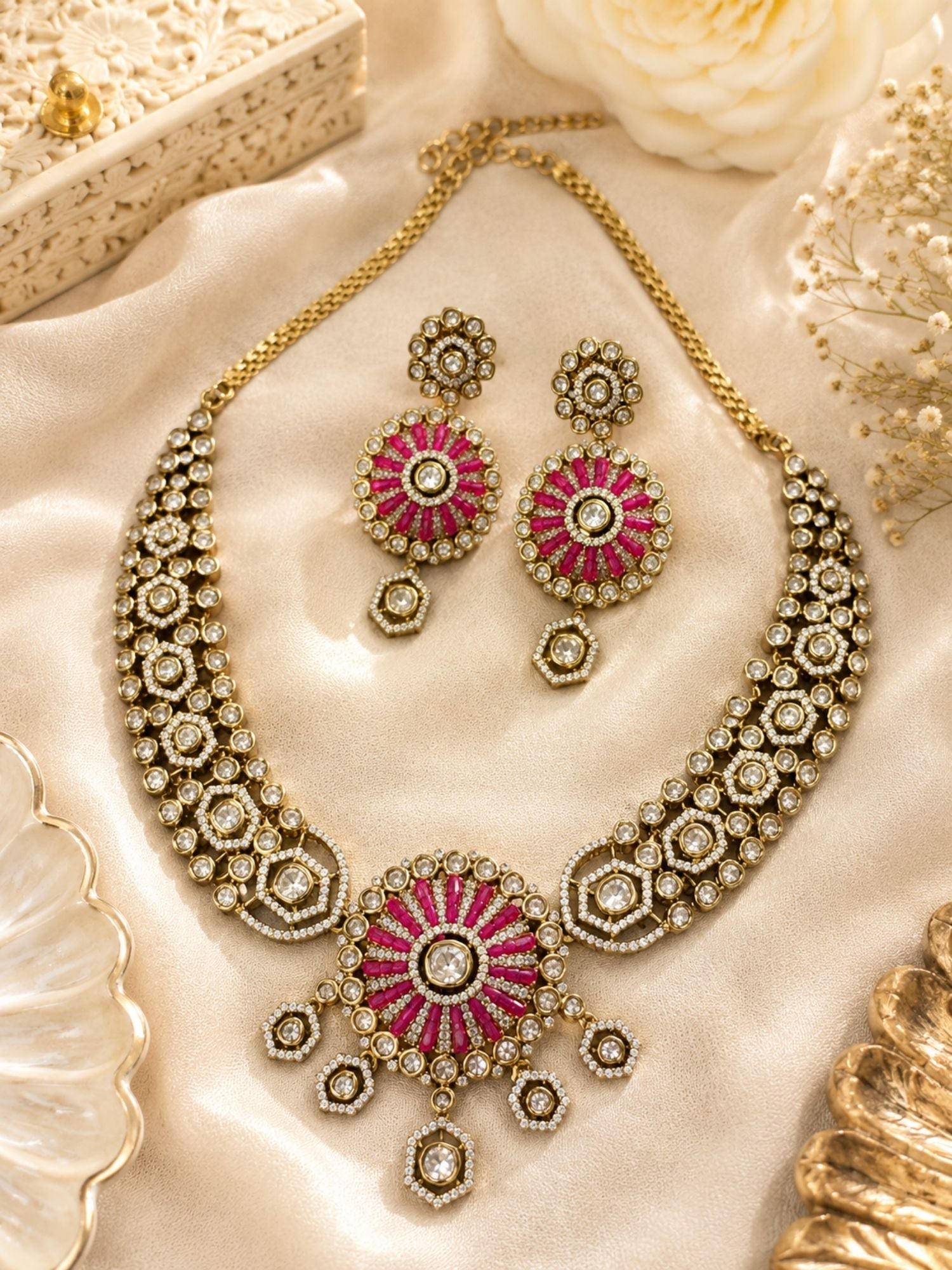 Emerald Kundan Choker Necklace Set | Abdesigns Jewellery