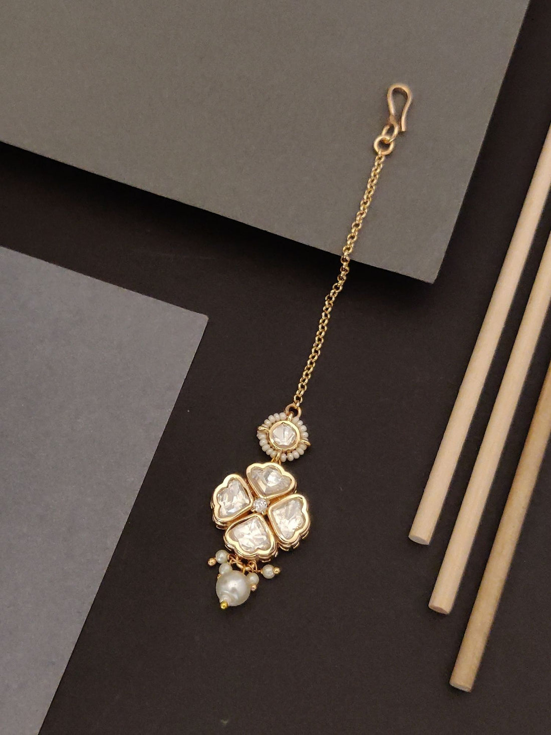 Abdesigns Gold Plated Kundan Maangtikka