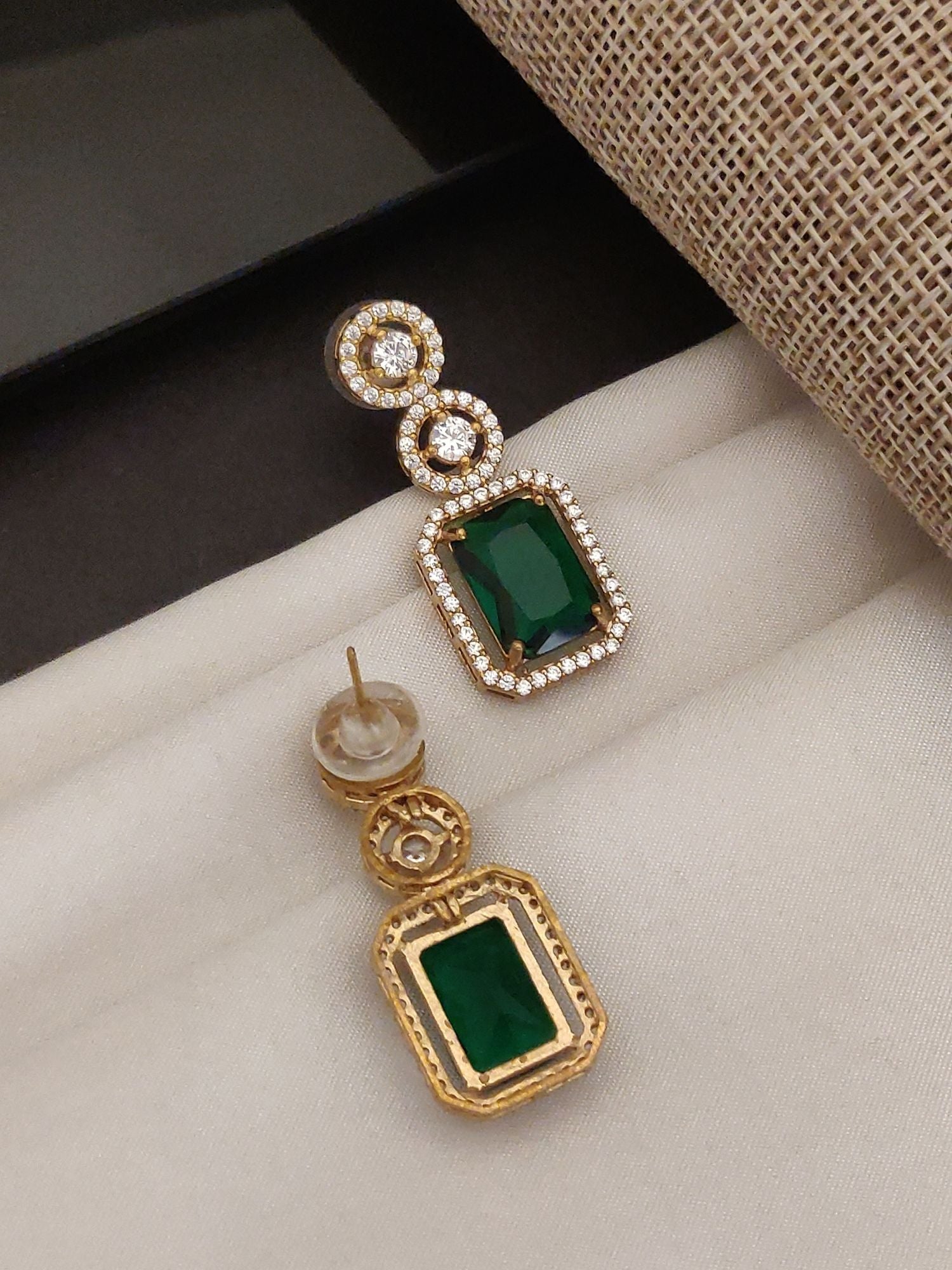 Abdesigns American Diamond Gold Plated Earring