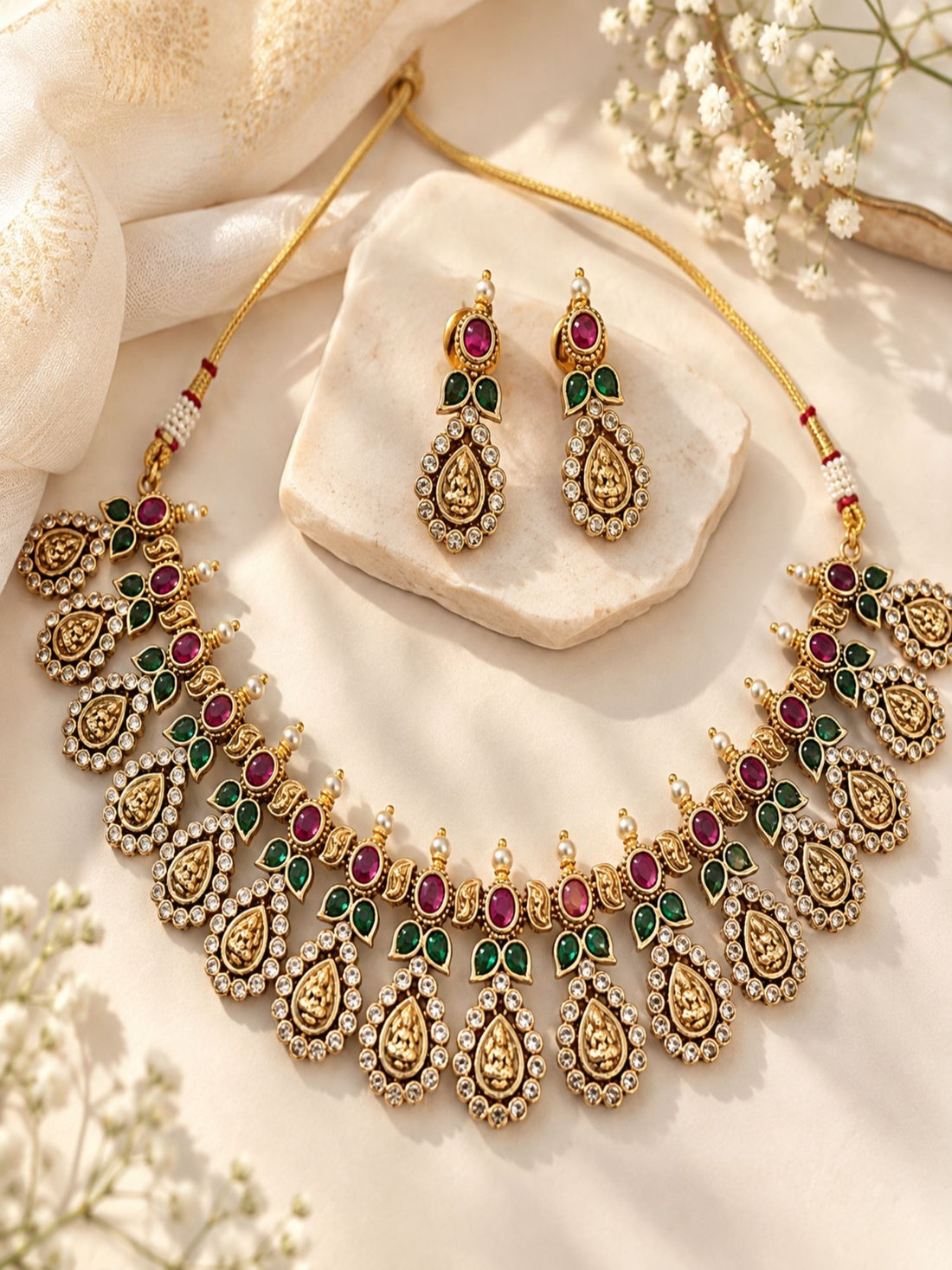 Antique Gold  Plated Temple Lakshmi Coin Choker Set | Abdesigns Jewellery