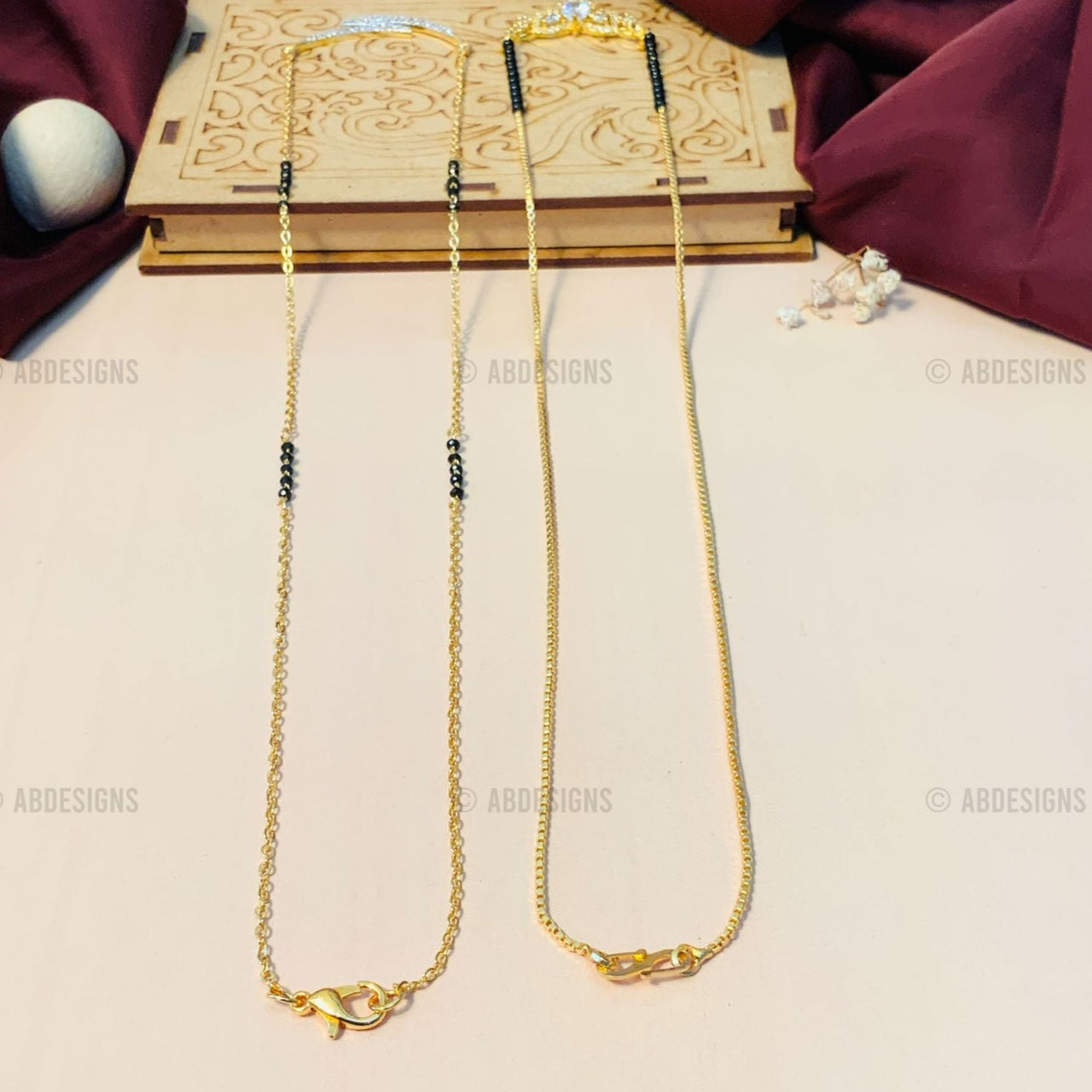 Sparkling Gold Plated American Diamond Mangalsutra Combo